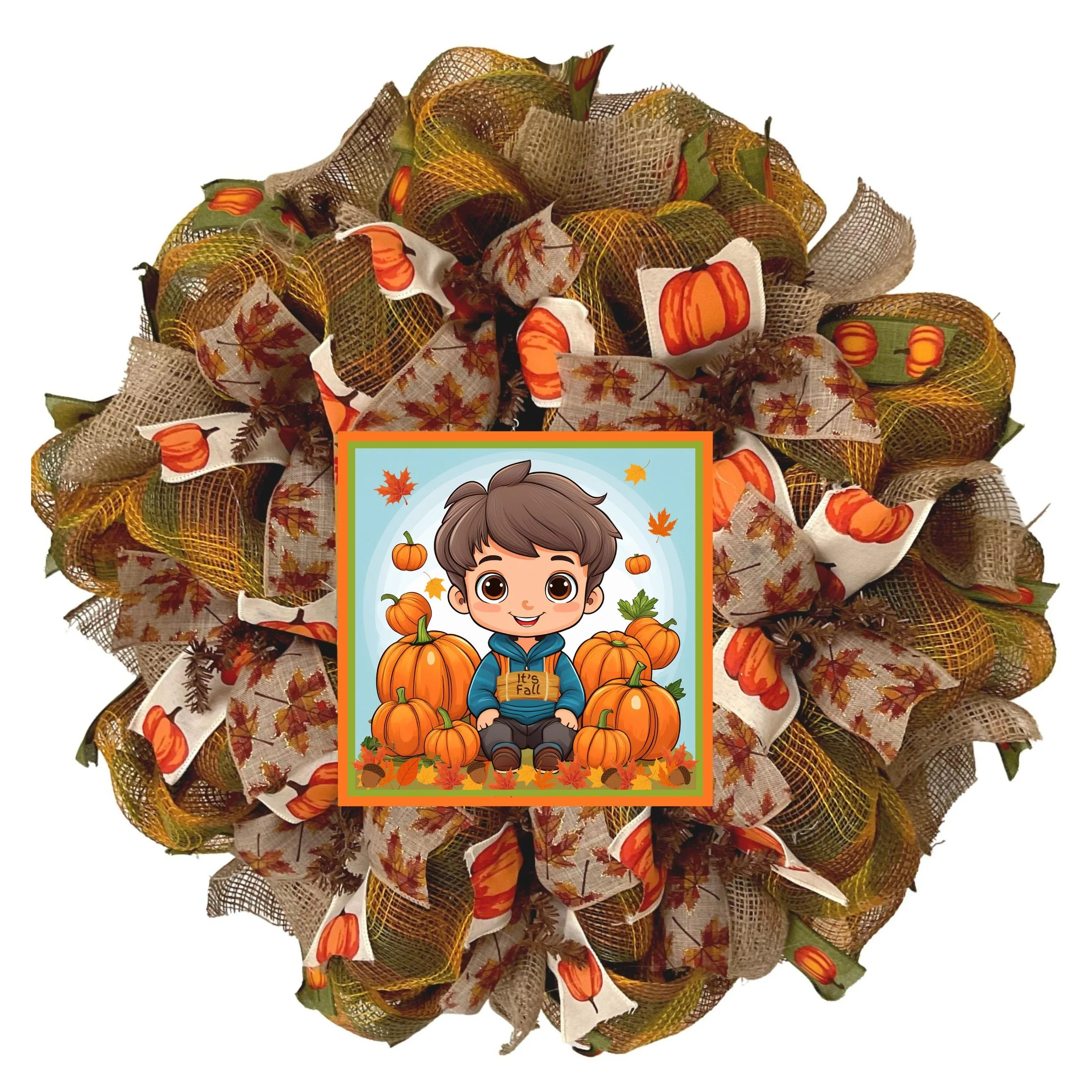 Welcome To Our  Pumpkin Patch Handmade Deco Mesh Halloween Wreath