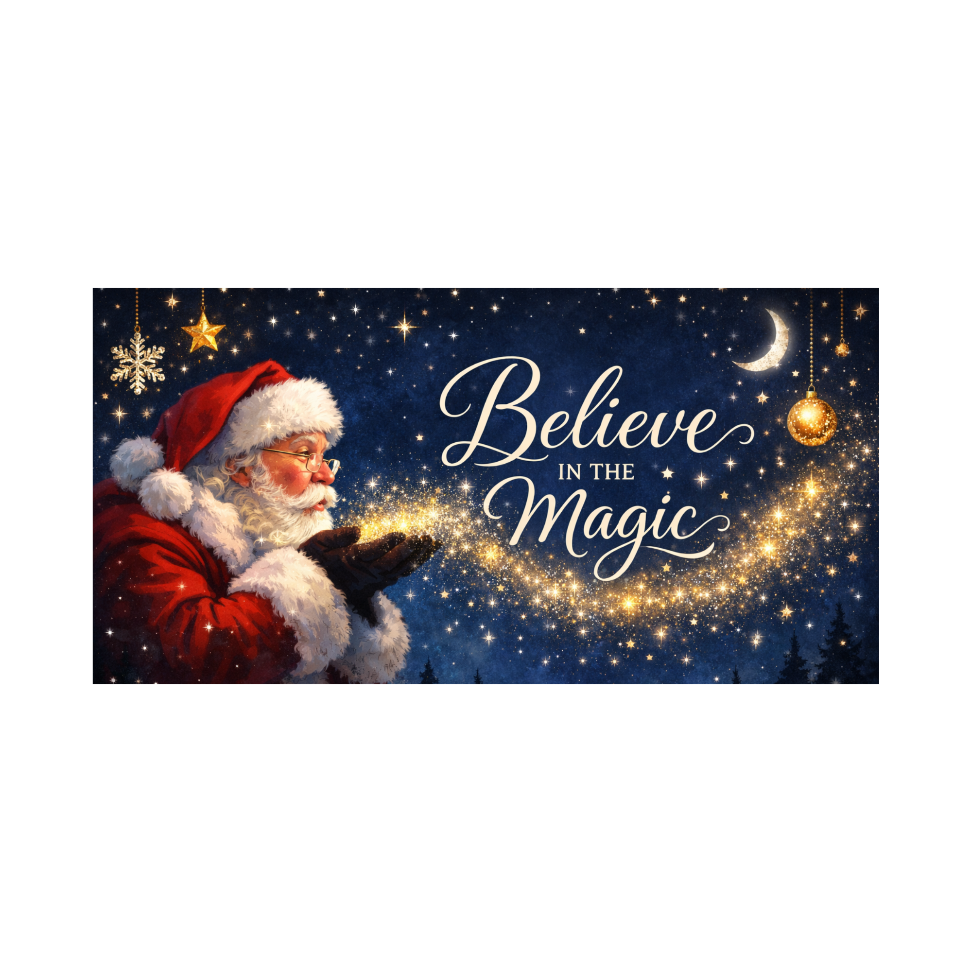 Believe In The Magic Santa Claus Sign, Wreath Attachment or Door Hanger