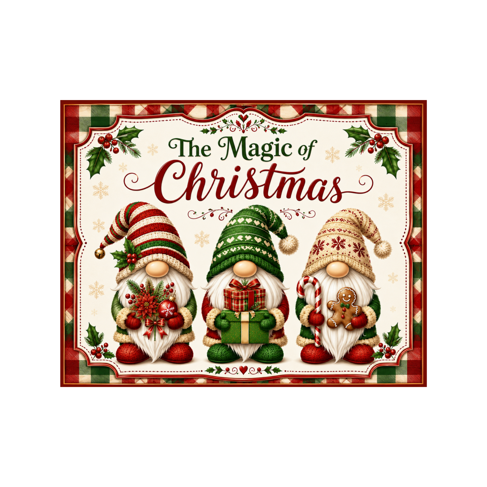 Merry Christmas Gnomes Sign or Door Hanger Available in 9 x 7 inches and 8 x 10 inches