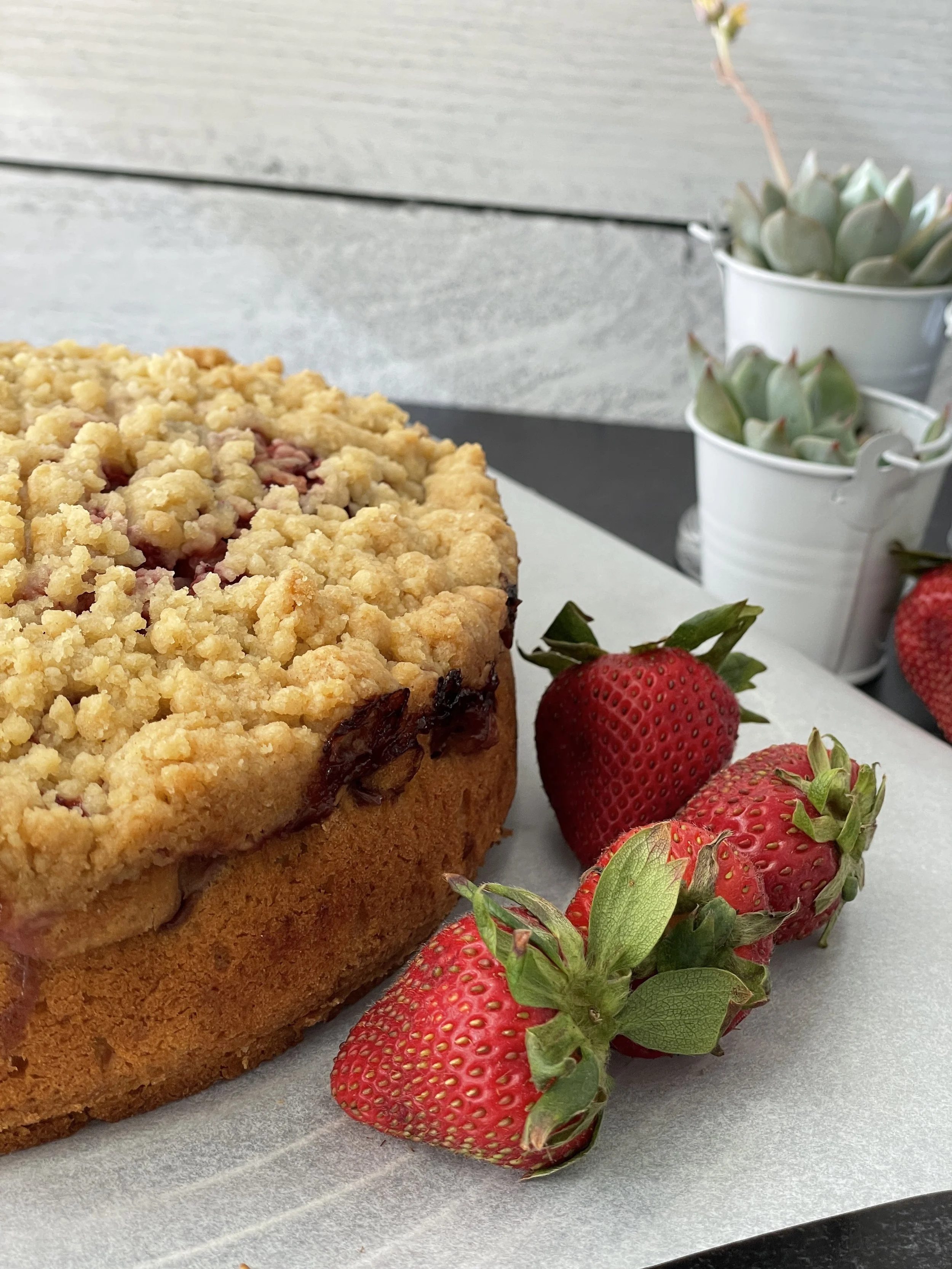 Torta de fresas con crumble