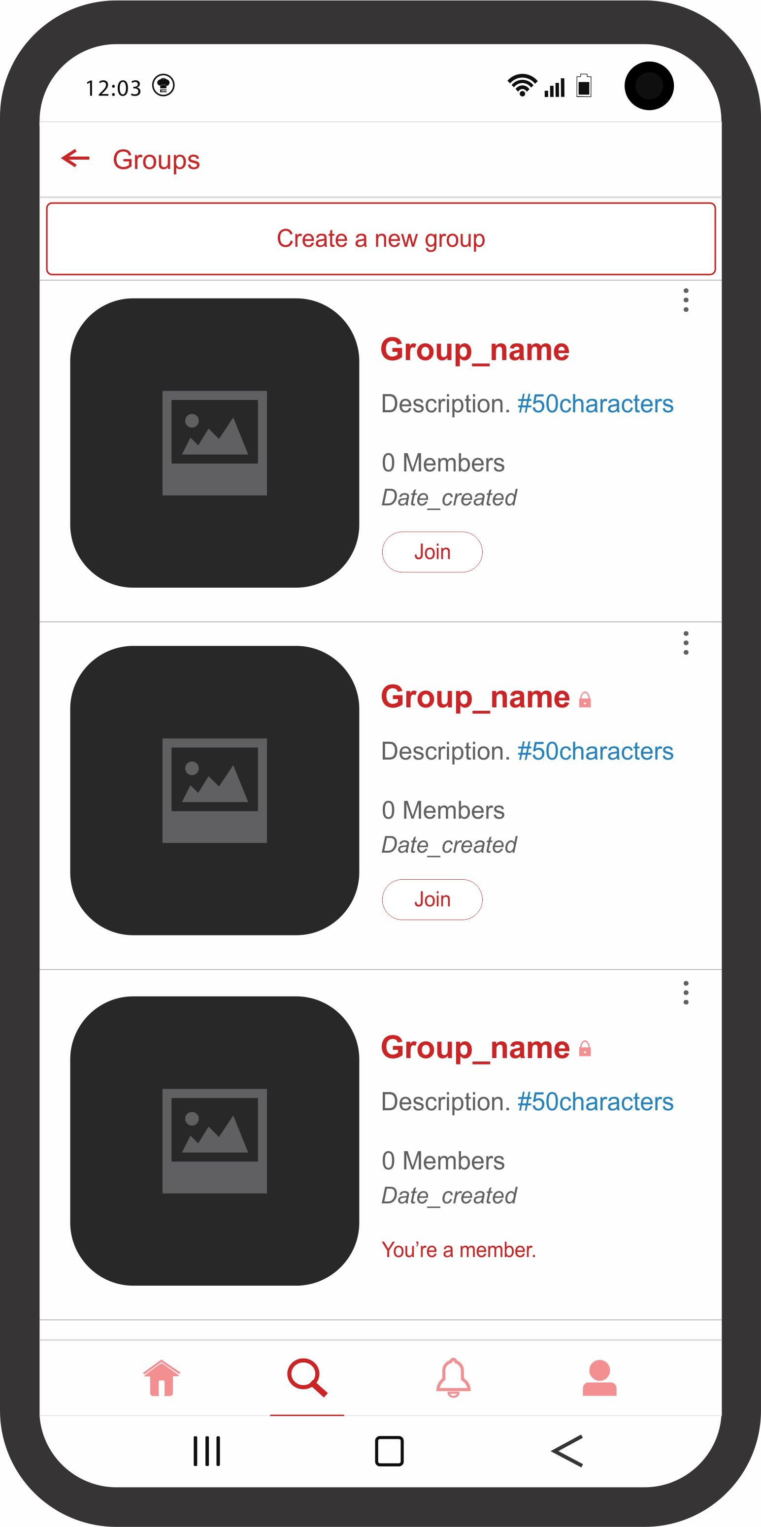 Groups Screen