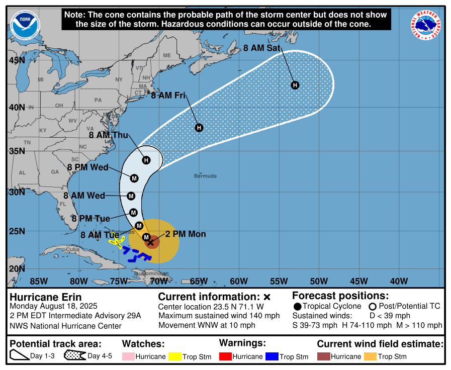 hurricane Erin a near miss