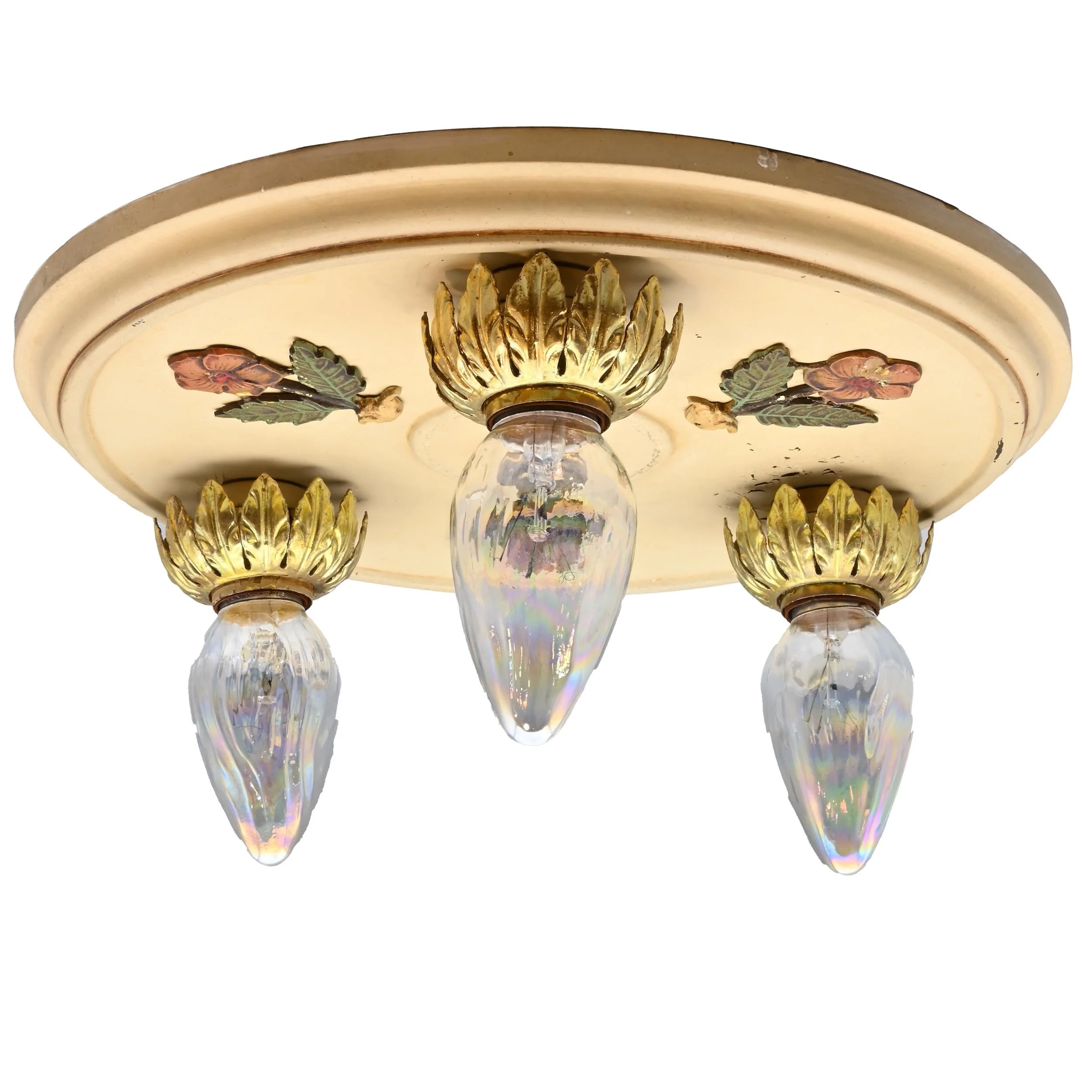 27623 cream painted three bulb flush with flowers 1.jpg