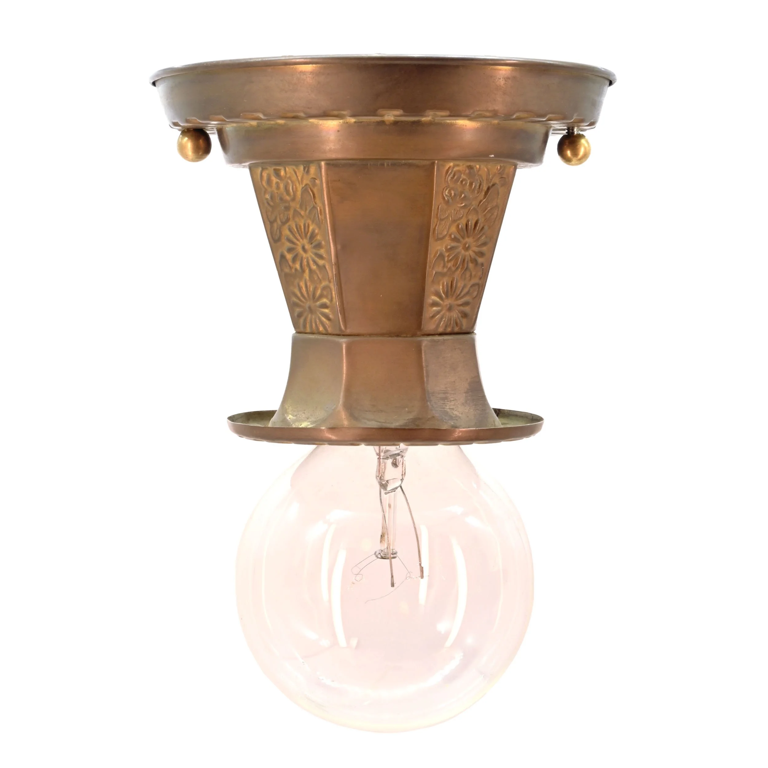 brass floral bare bulb flushmount