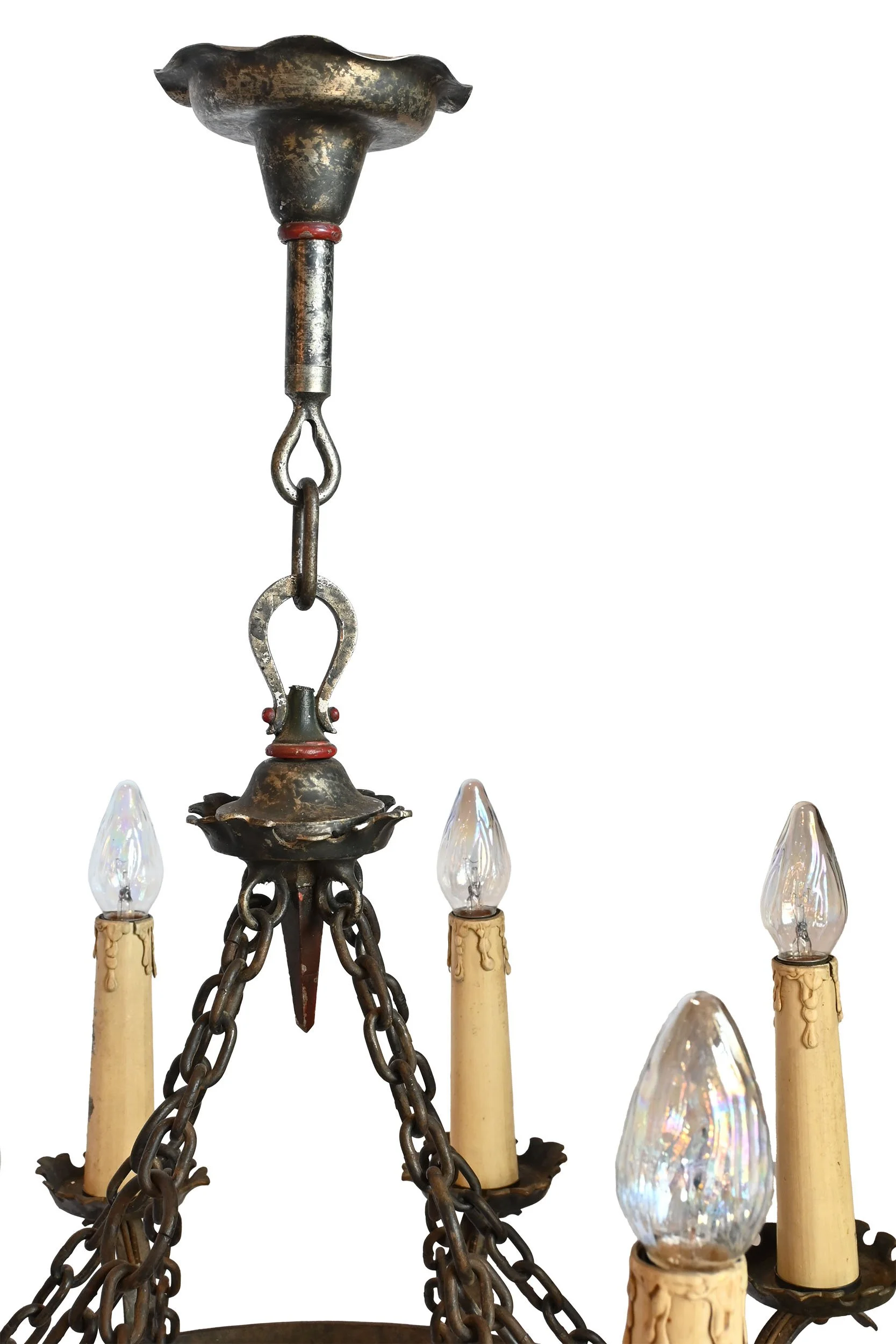 27622 eight candle tudor cast iron chandelier with unique tapered candle covers 4.jpg