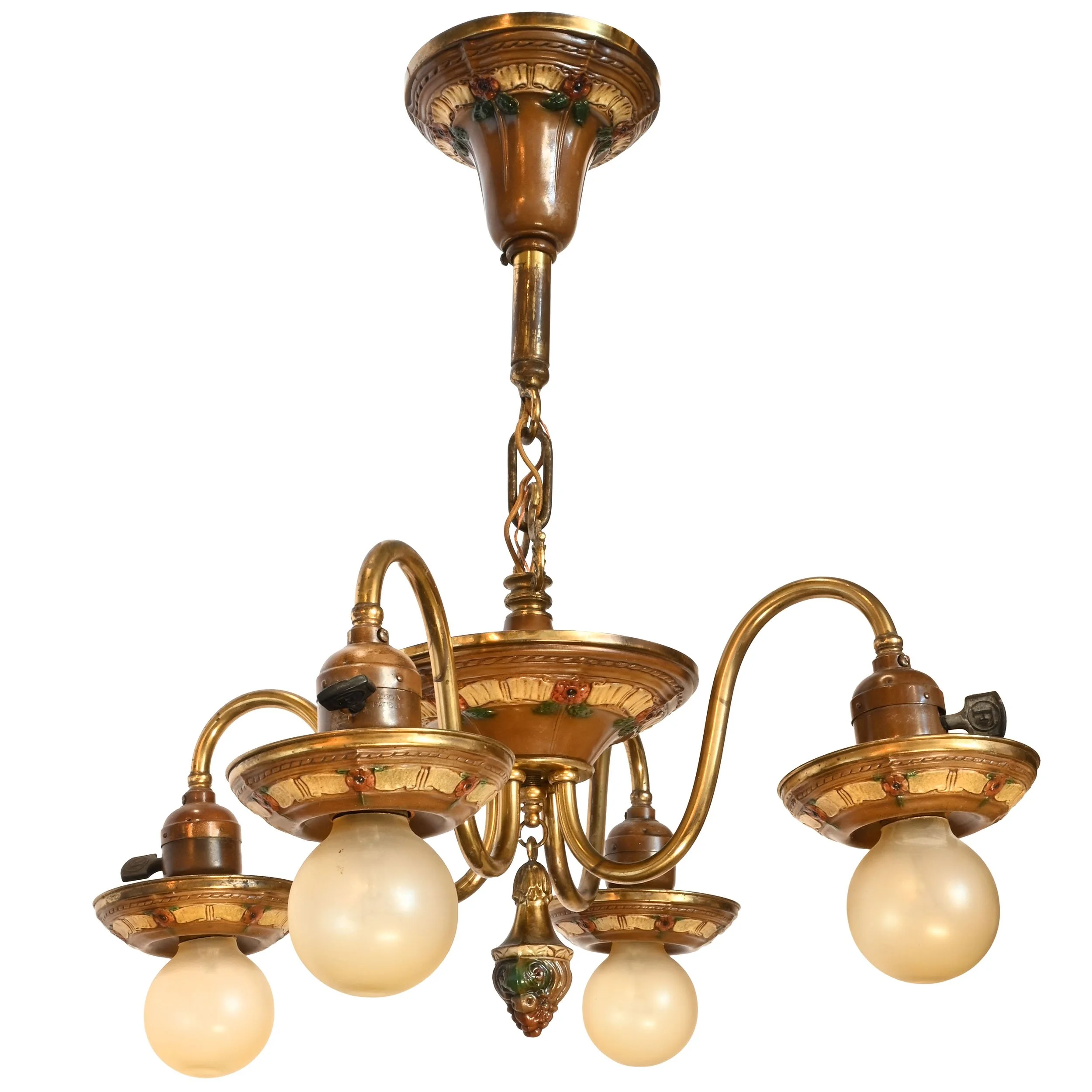 27250 brass four bulb polychrome chandelier 2.jpg