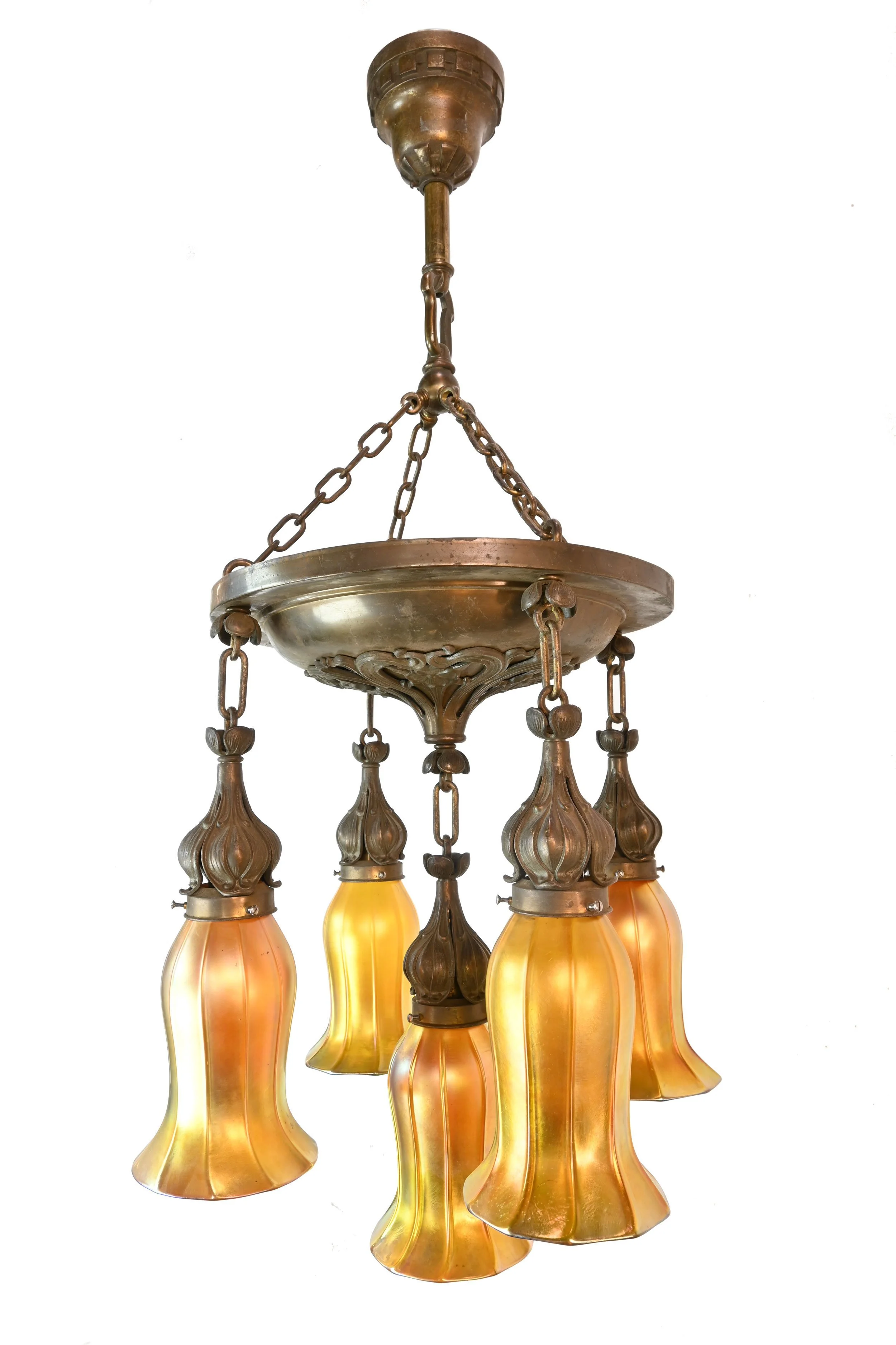 61002-bronze-floral-art-nouveau-chandelier-w-quezal-tall-bell-aurene-shades-2.jpg