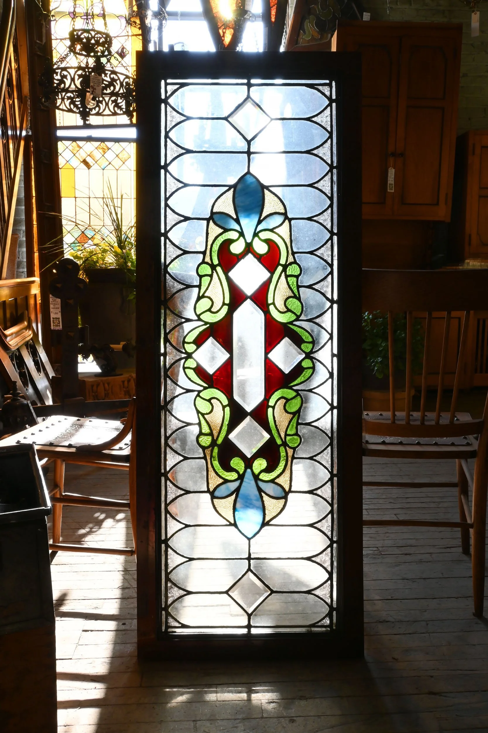 62091+ornate+transom+stained+glass+window+with+blue+fleur+de+lis+3.jpg