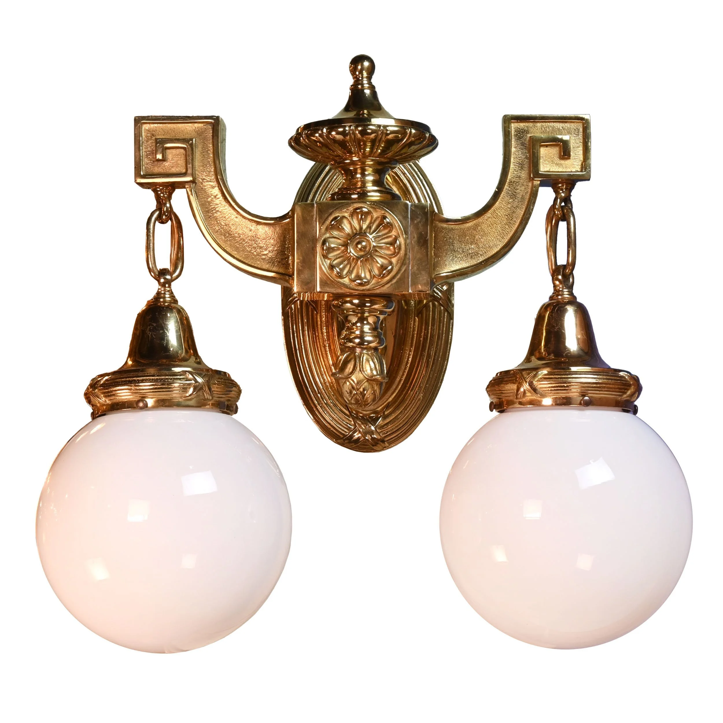 47127+large+two+arm+brass+sconce+redo+with+white+globes+1.jpg