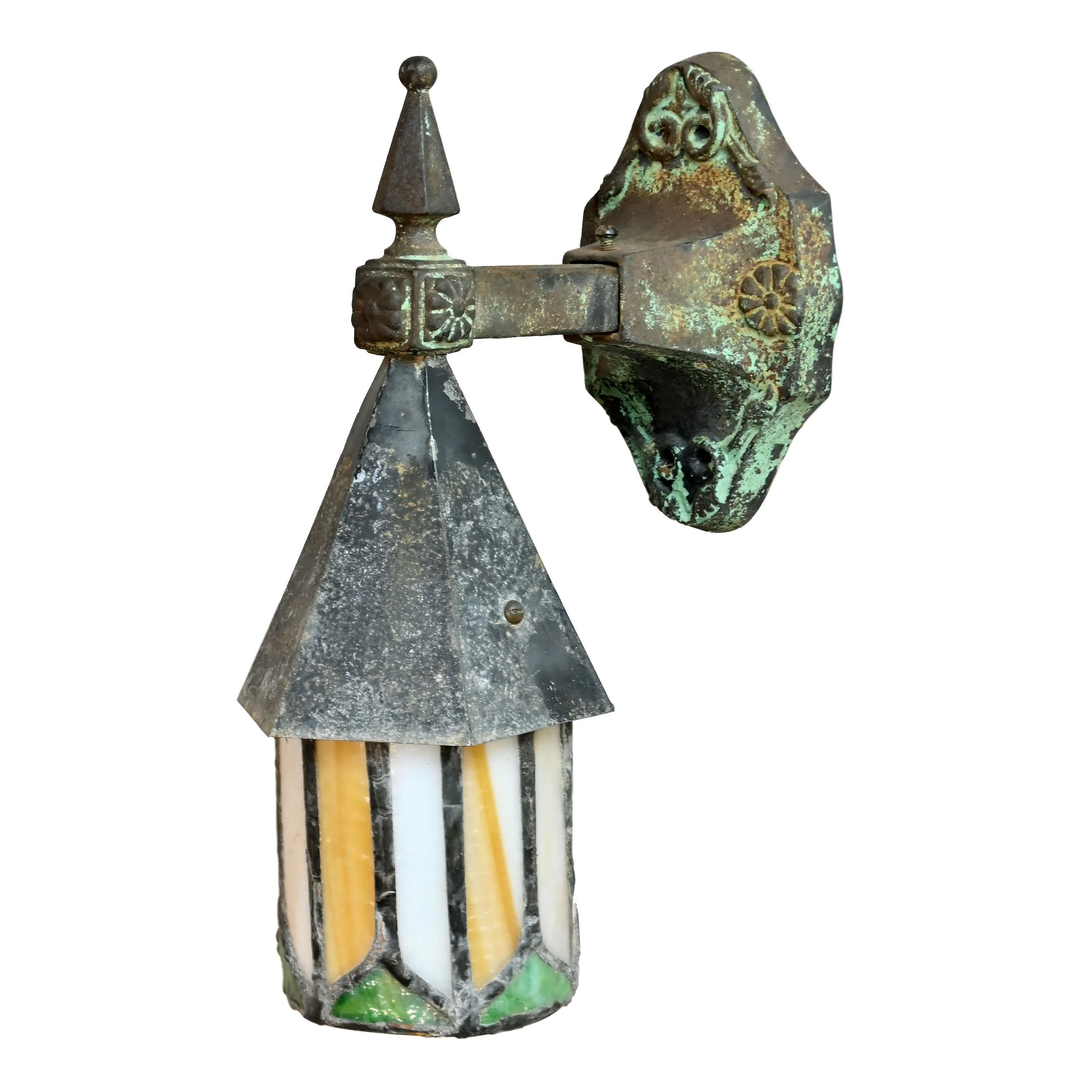 61469+pair+of+cast+iron+slag+glass+sconces+with+black+and+verde+painted+finish+2.jpg