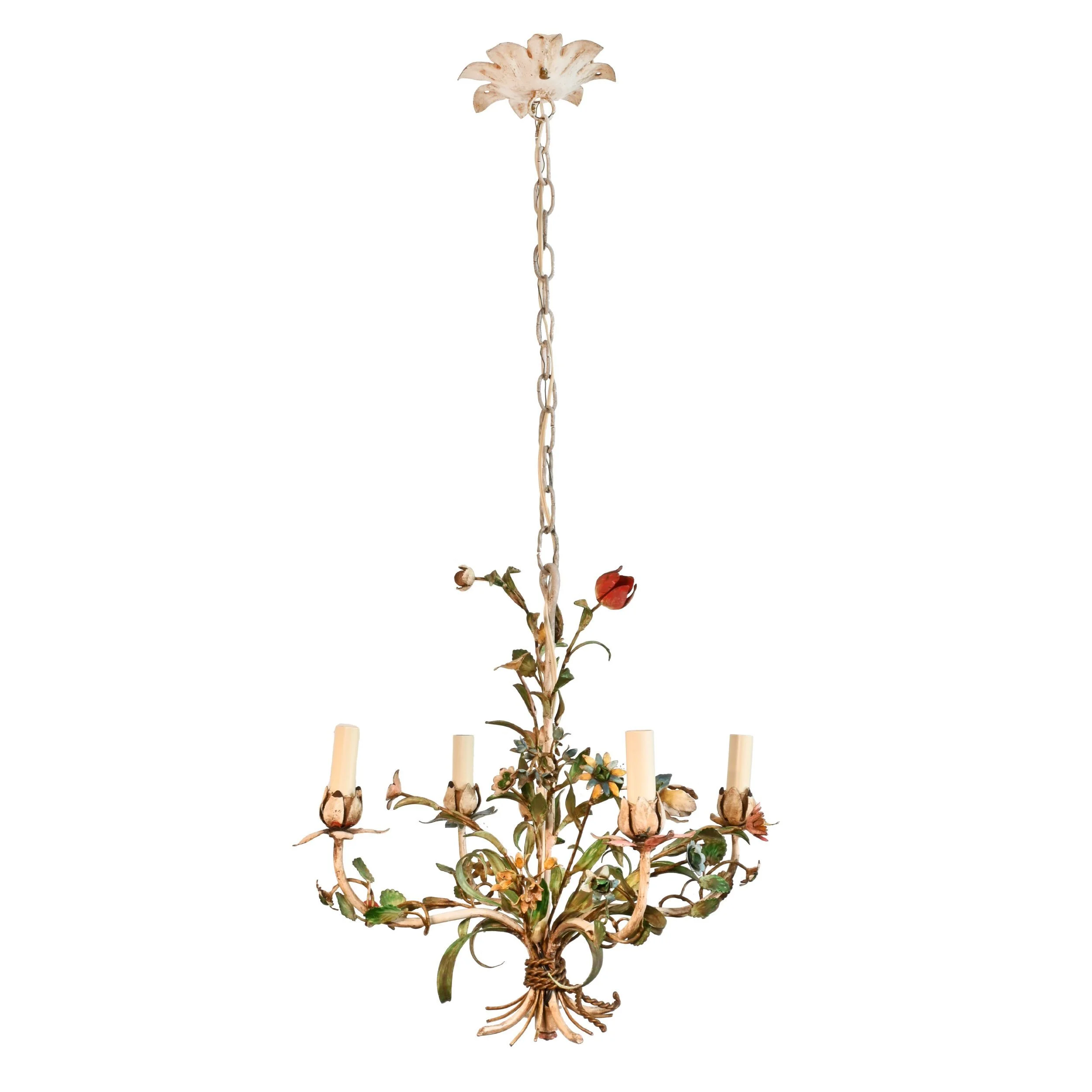 62460+toleware+bent+floral+polychrome+four+light+chandelier+1.jpg