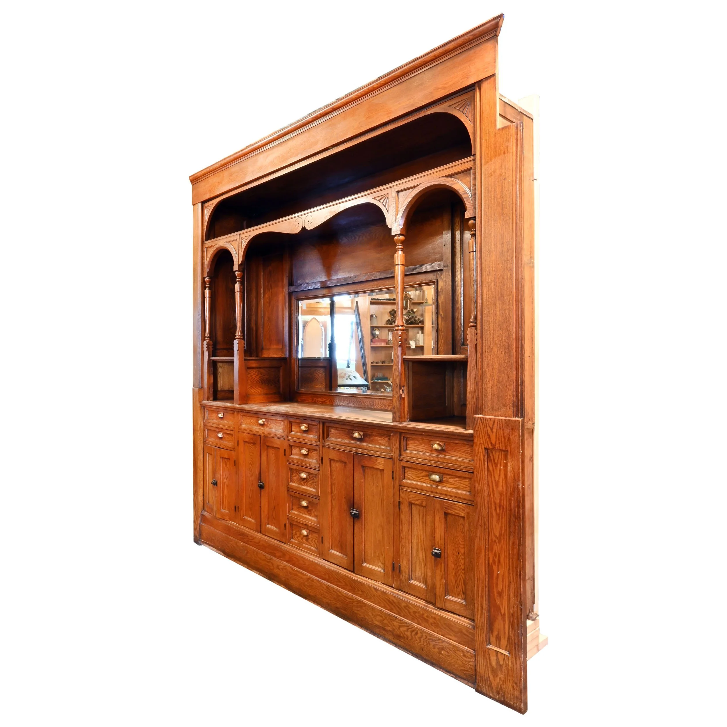 62605+oversized+oak+buffet+with+open+arches+and+turned+spindles+3.jpg