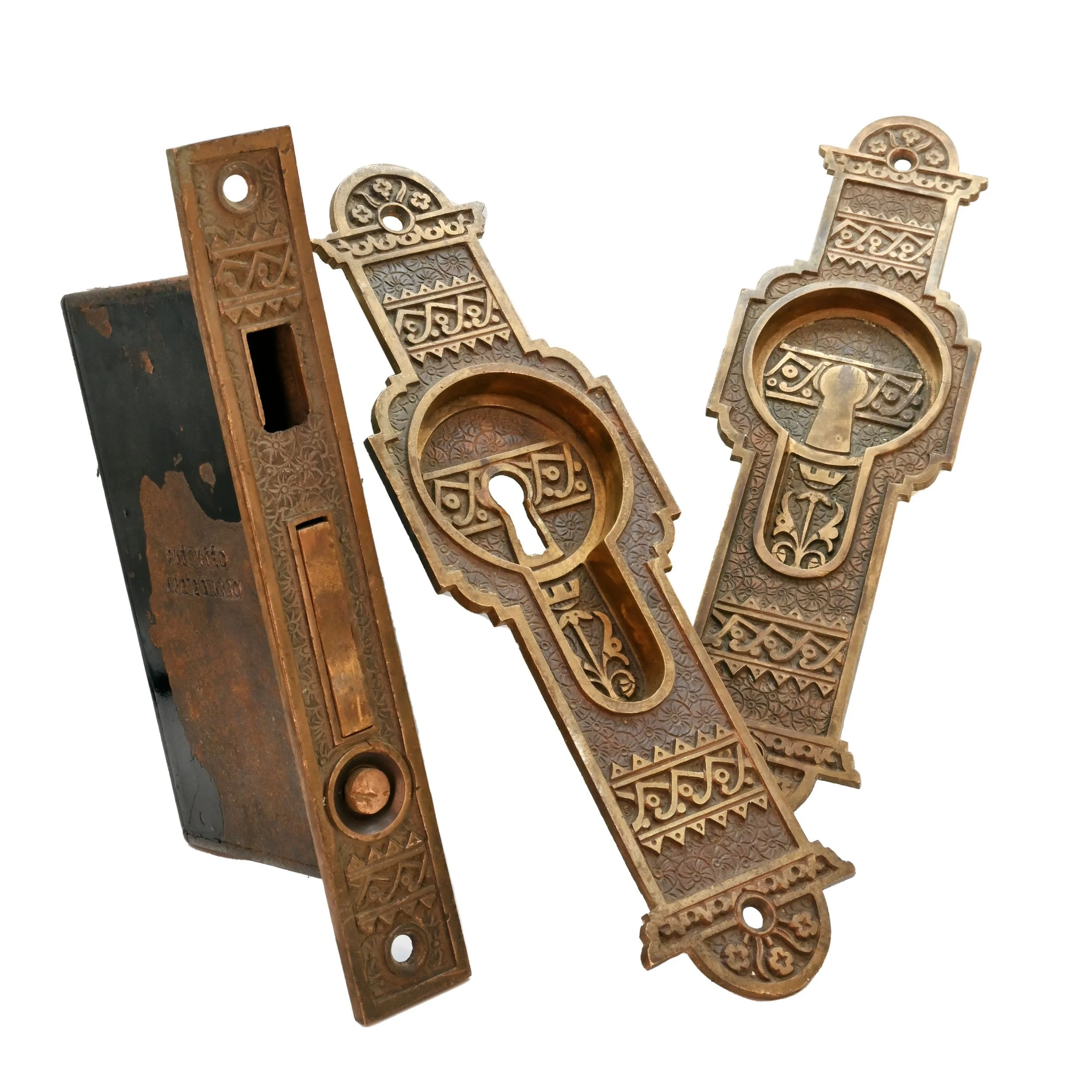 H62410+corbin+brocade+brass+pocket+door+pull+and+latch+set+2.jpg