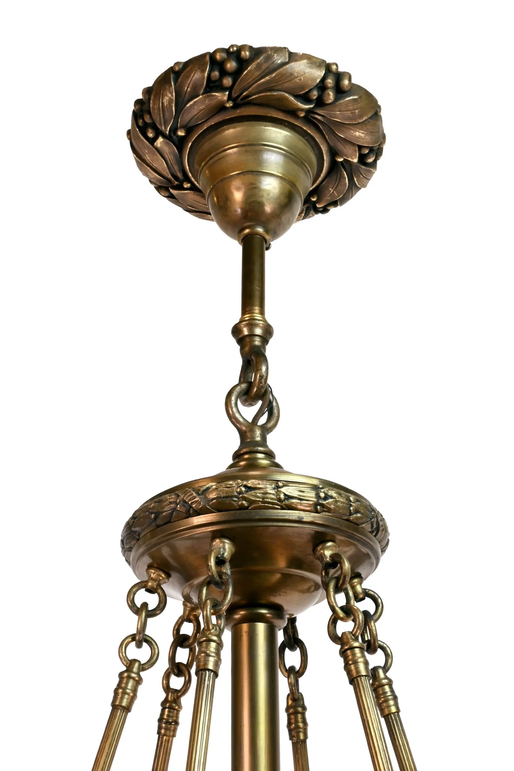 61427+brass+seven+light+wreath+chandelier+with+aurene+and+calcite+gold+thread+art+glass+shades+1.jpg