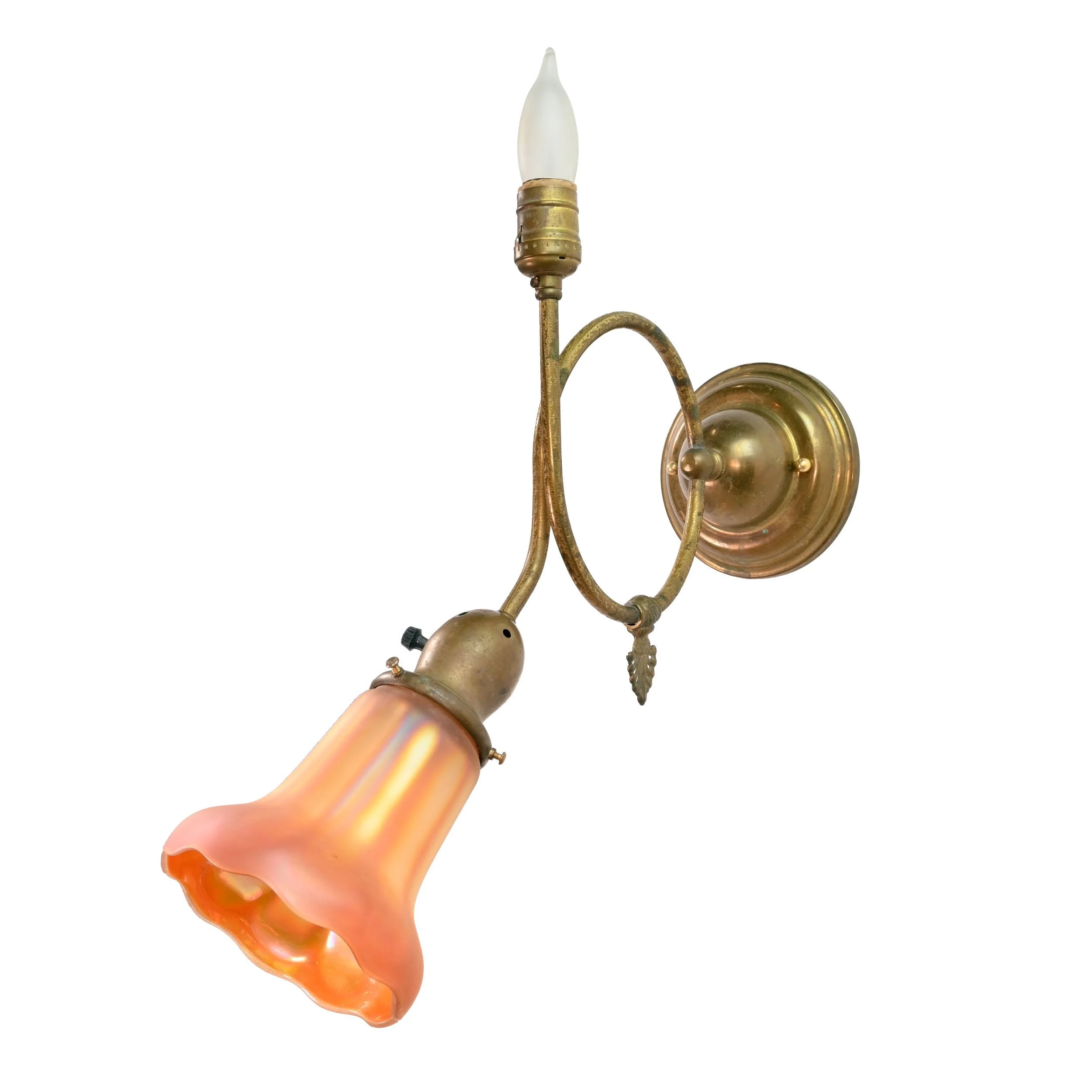 48254+curled+decorative+brass+sconce+with+lightolier+carnival+glass+bell+shade+2.jpg
