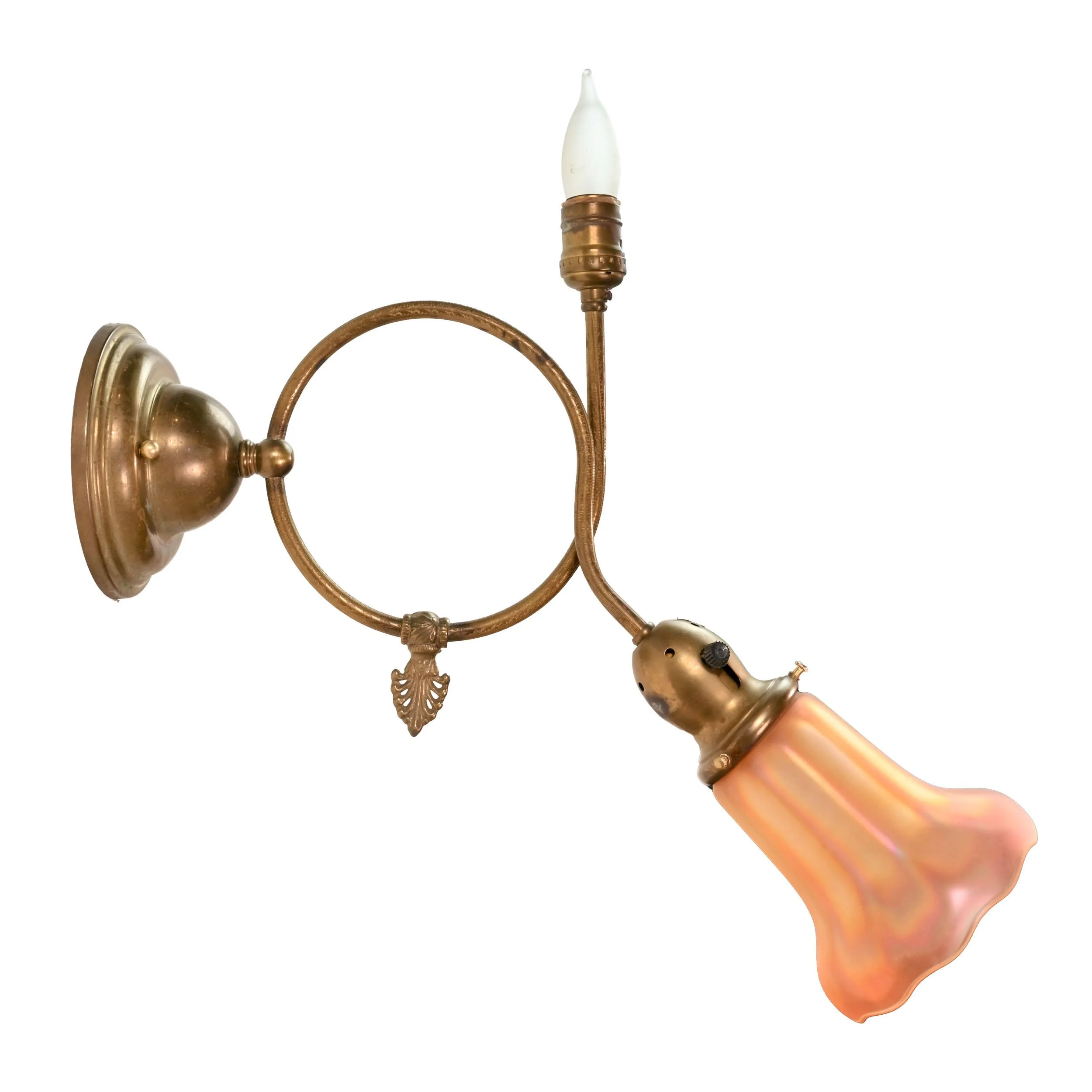 48254+curled+decorative+brass+sconce+with+lightolier+carnival+glass+bell+shade+3.jpg