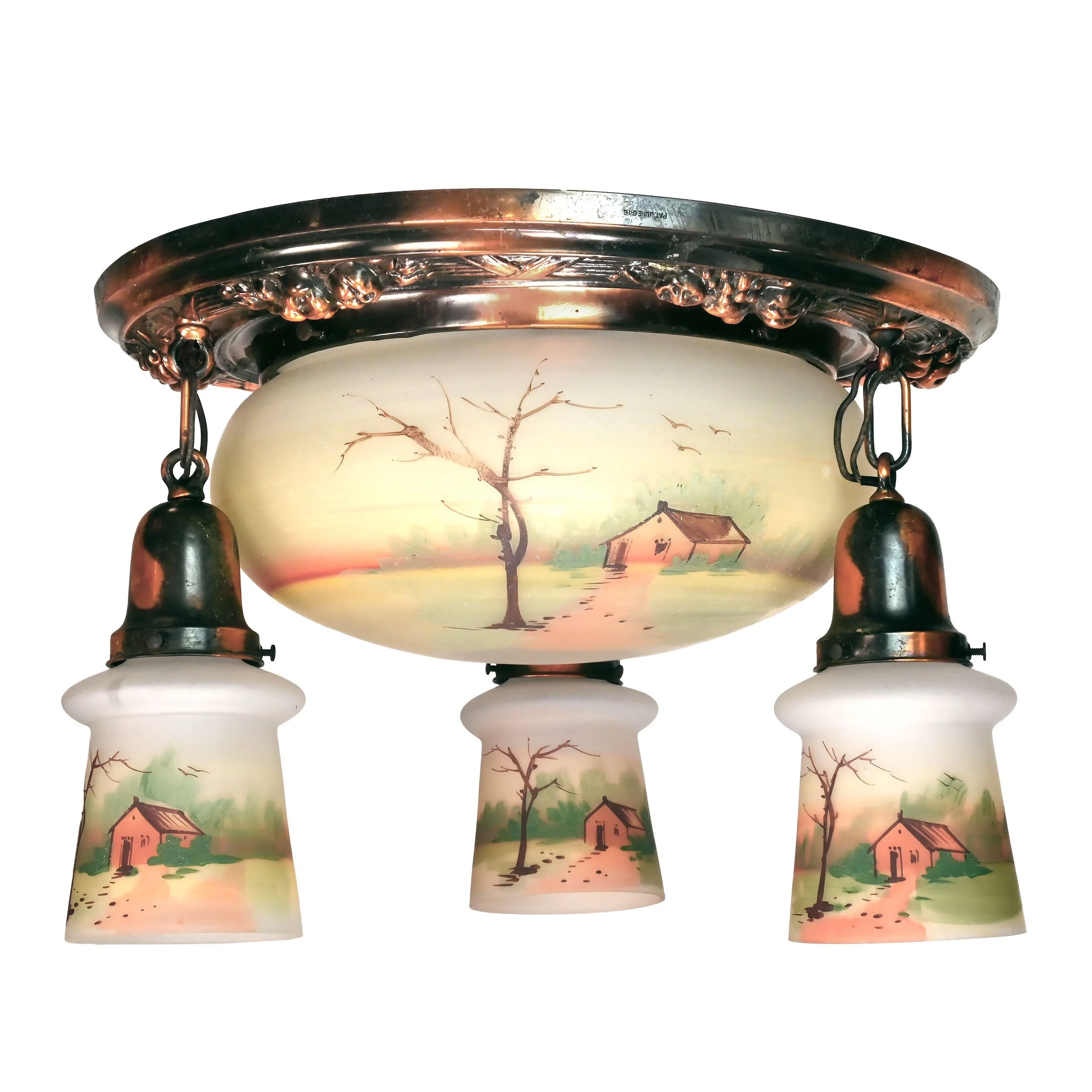 62760+gilt+and+satin+ring+light+with+hand+painted+landscape+dome+and+satellite+shades+1.jpg