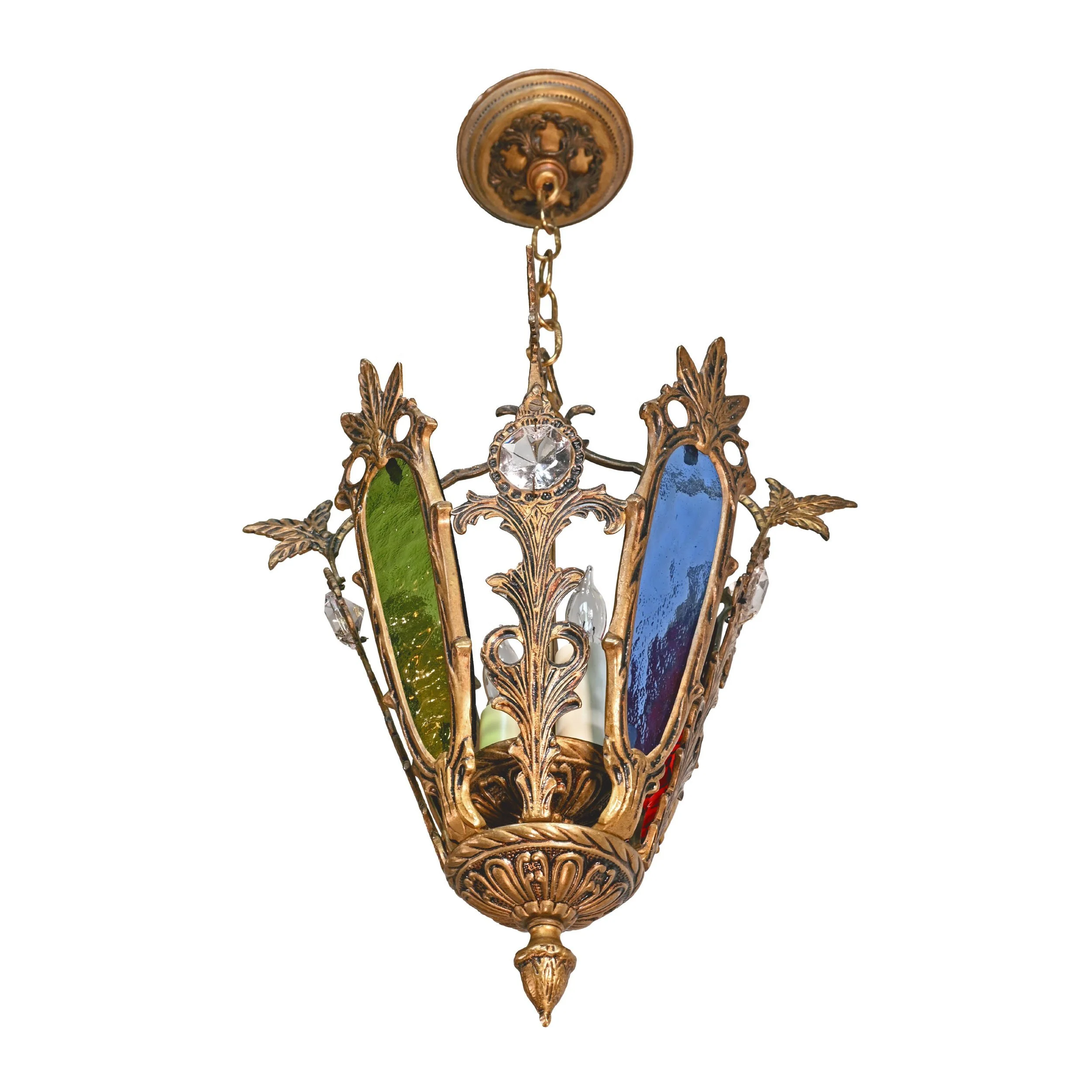 62947+brass+lantern+pendant+with+multicolored+glass+panels+4.jpg