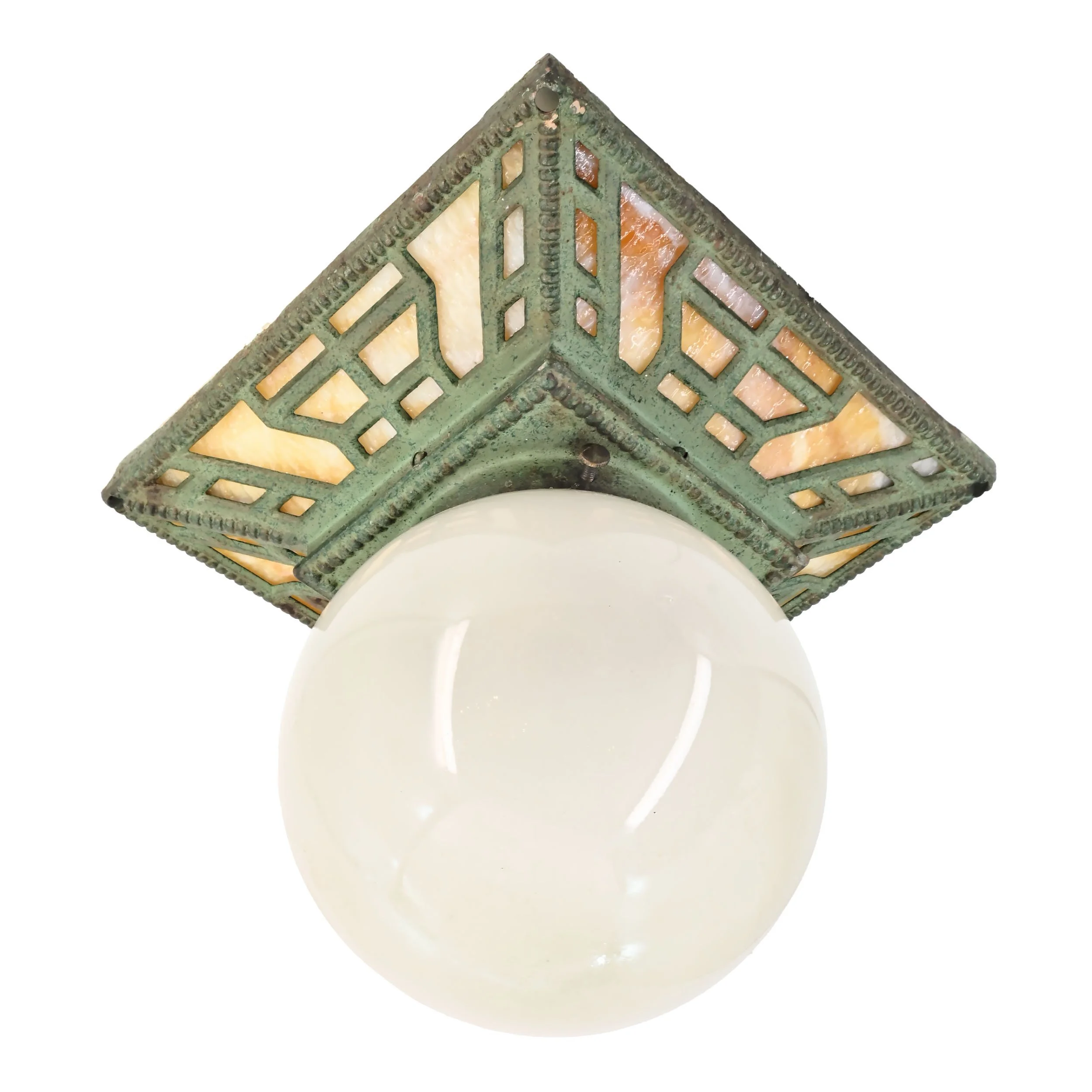62900+green+painted+iron+exterior+flushmount+with+slag+glass+and+globe+2.jpg