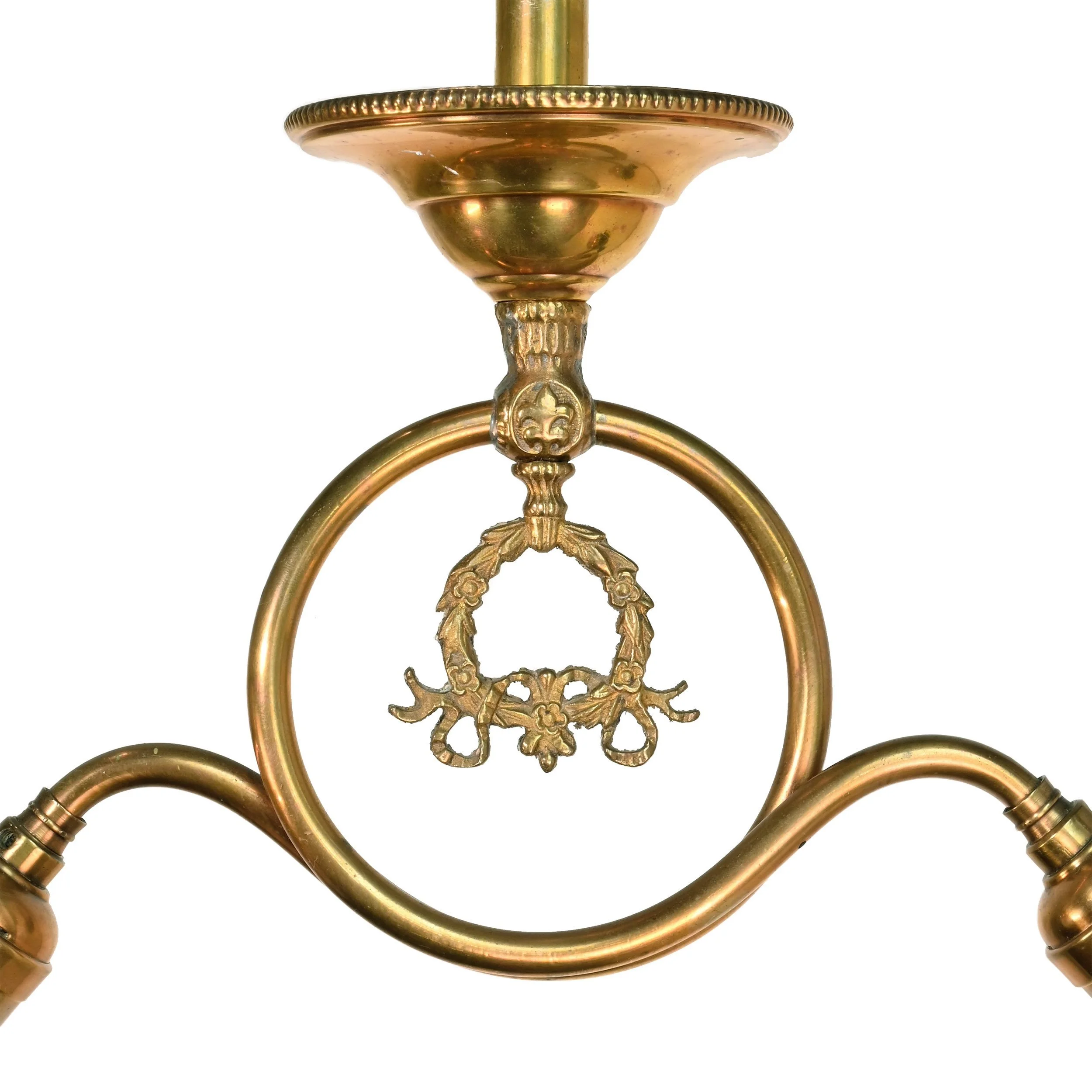 62928+early+electric+brass+loop+two+arm+pendant+with+wreath+and+etched+glass+shades+3.jpg
