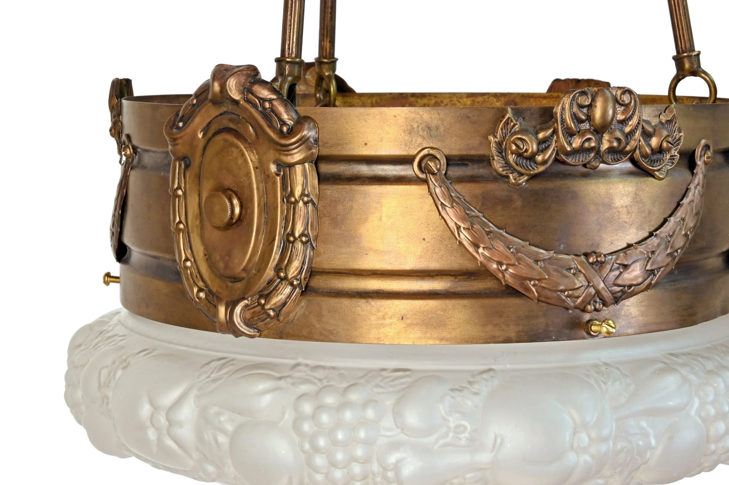 62888+french+brass+chandelier+with+garland+and+glass+bowl+with+woven+design+2.jpg