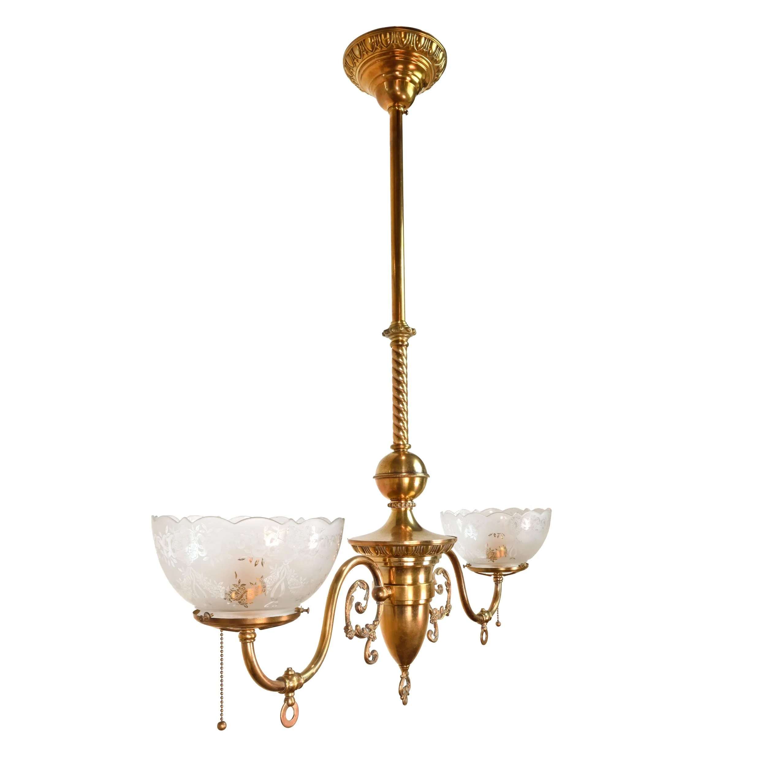 62915+brass+converted+gas+two+arm+pendant+with+egg+and+dart+detail+and+etched+shades+with+bow+pattern+3.jpg