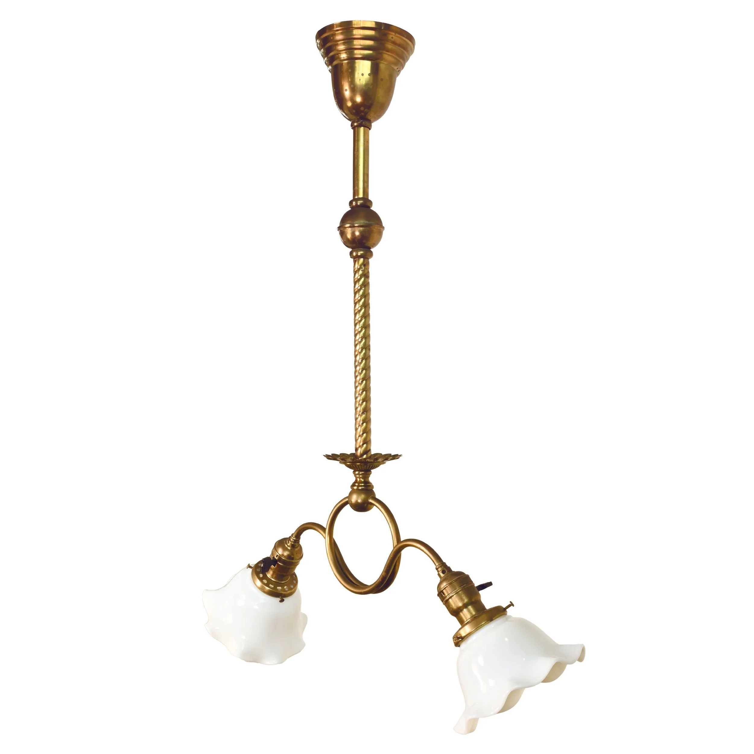 62912+early+electric+two+arm+brass+loop+pendant+with+roped+tubing+and+milk+glass+shades+2.jpg