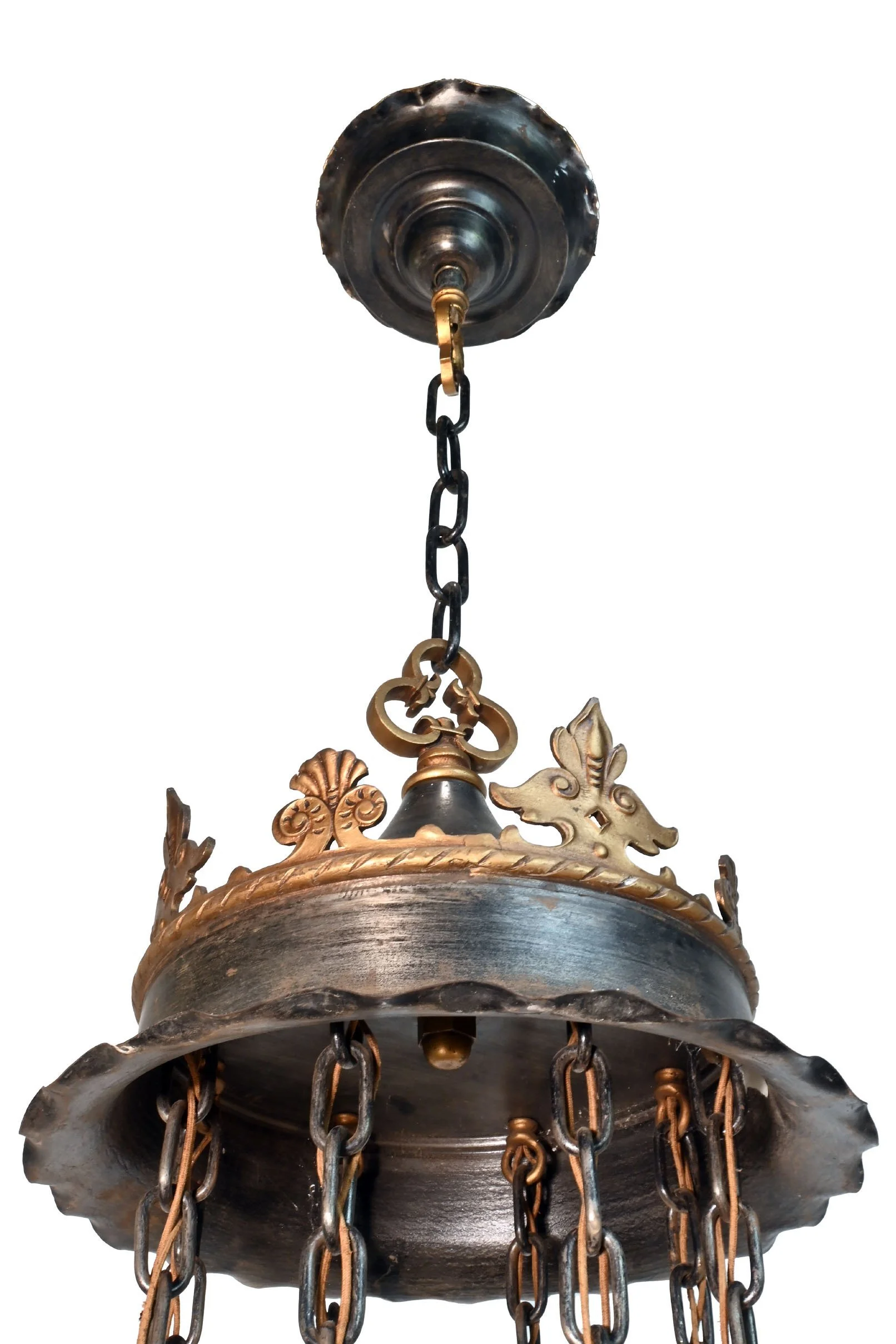 62982+two+tone+chandelier+with+oversized+red+green+and+white+stained+glass+lantern+shade+4.jpg