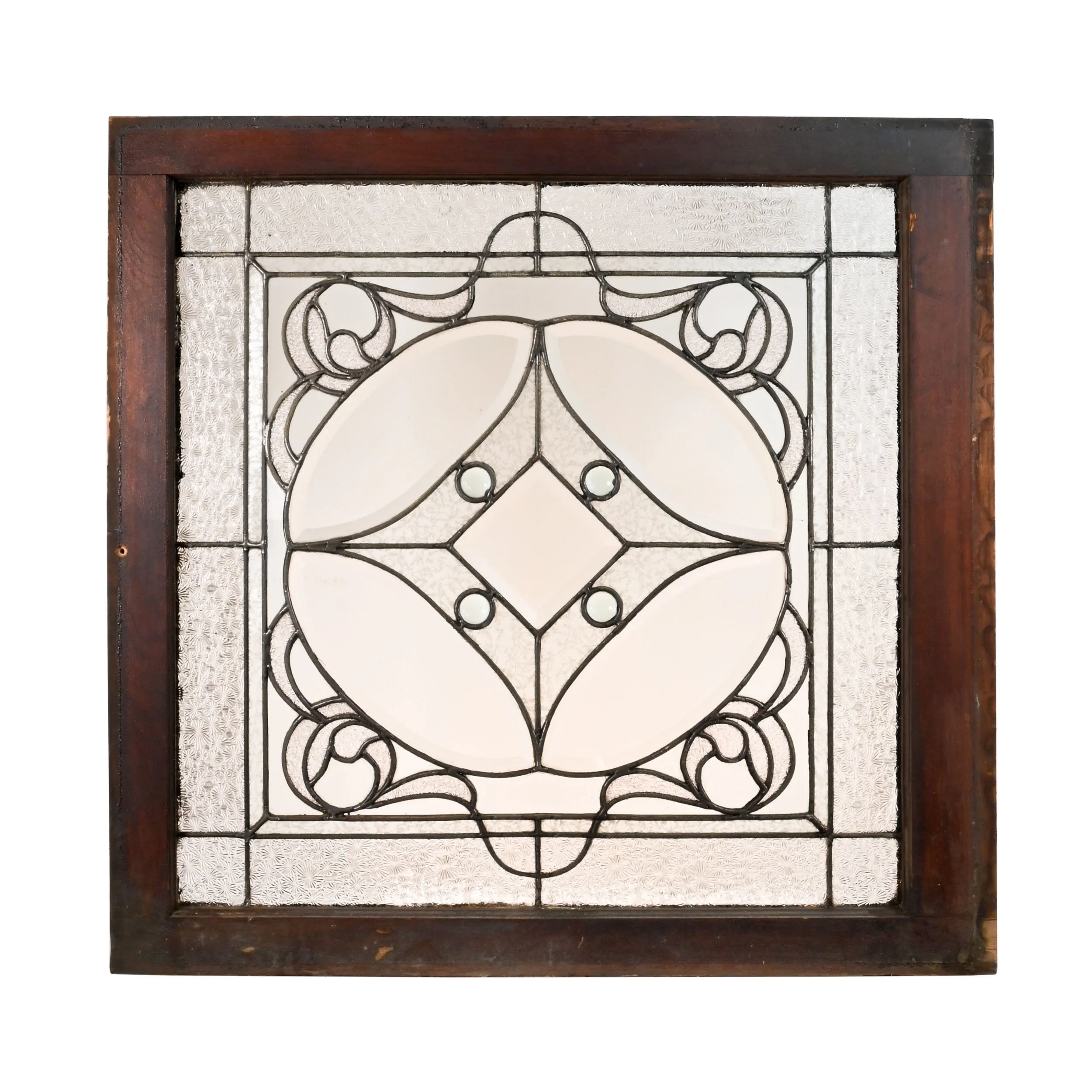 62971+leaded+beveled+glass+window+with+textured+glass+swirls+and+green+rondels+1.jpg