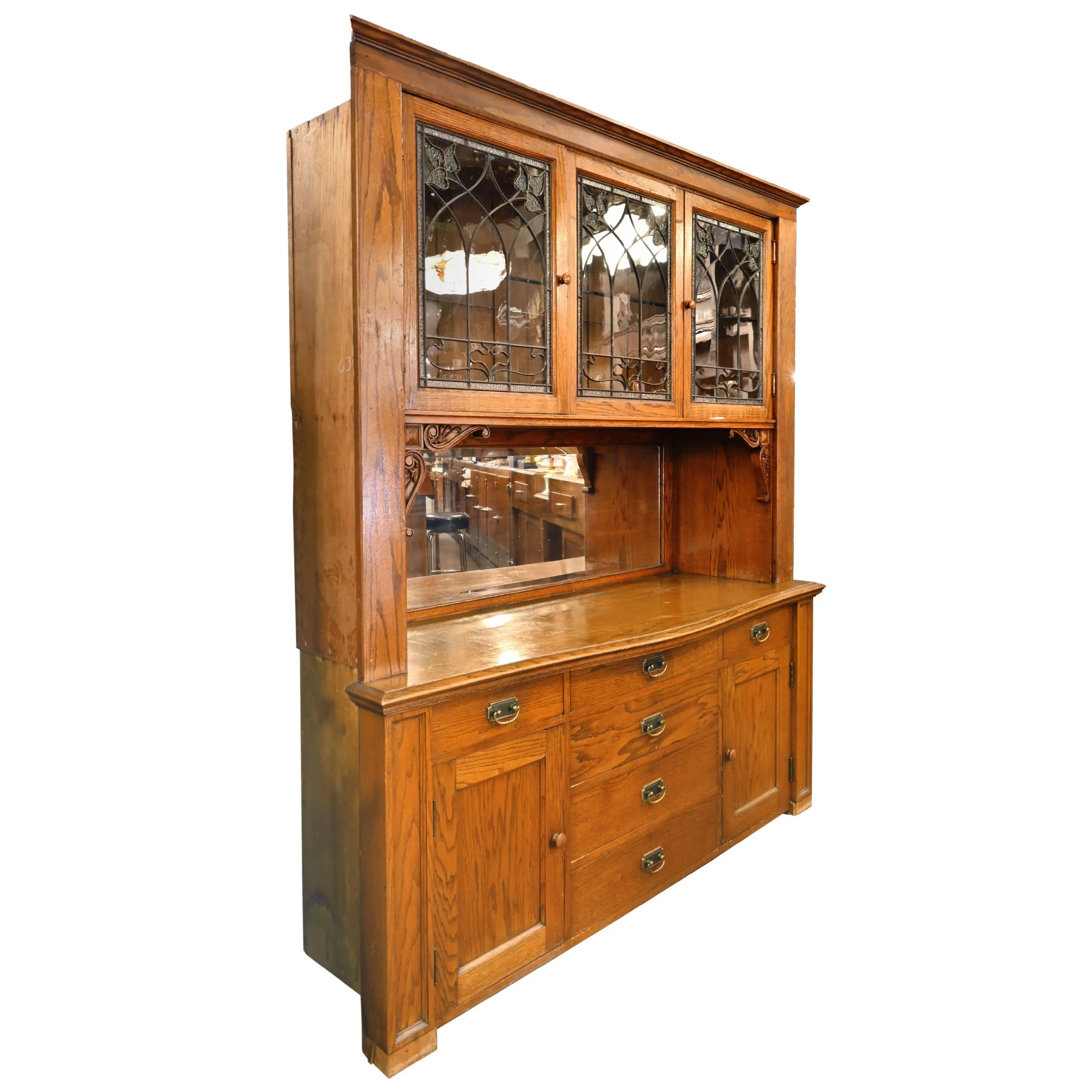 63070+oak+buffet+with+leafy+design+leaded+glass+uppers+1.jpg
