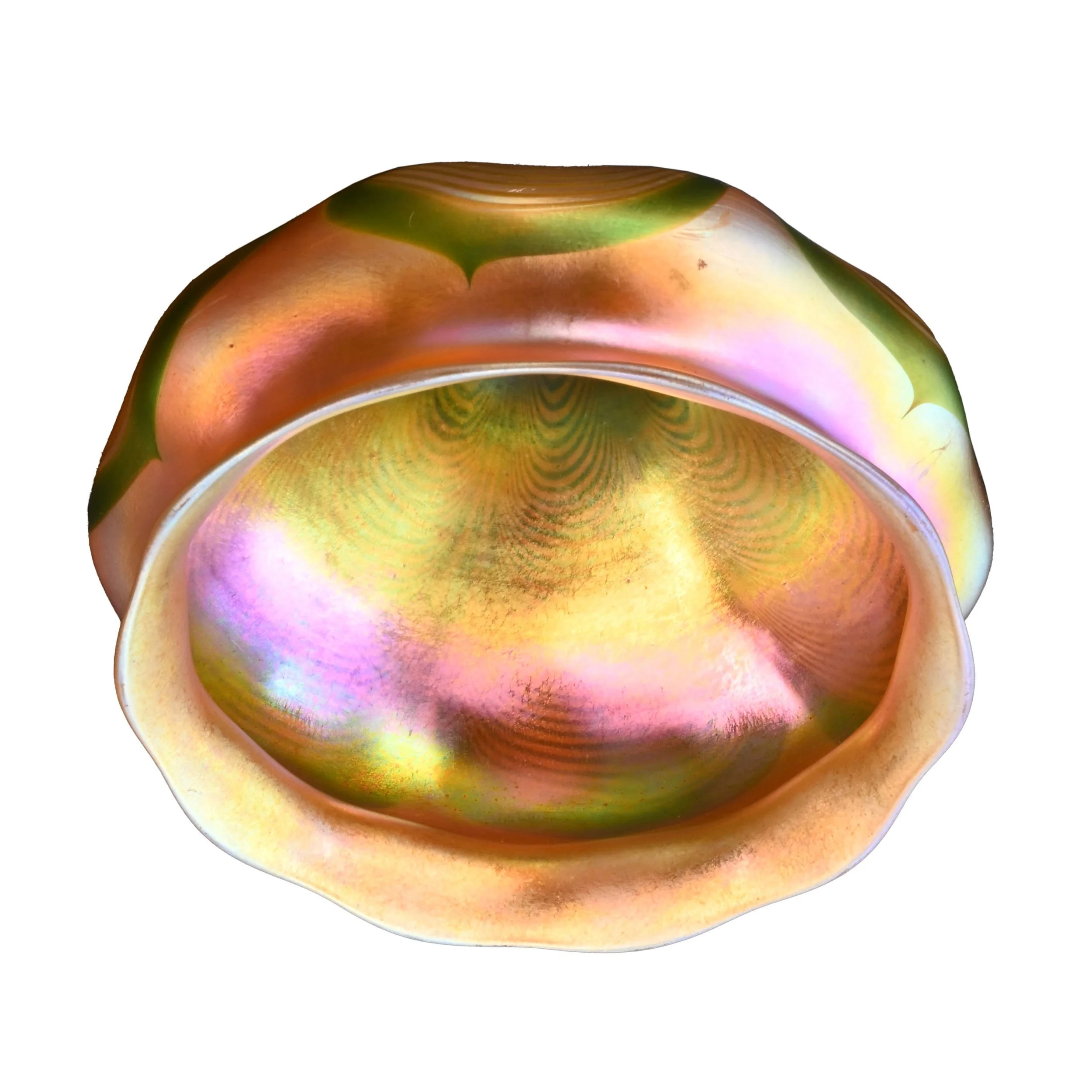 S62089+large+green+and+gold+iridescent+pulled+feather+art+glass+shade+2.jpg