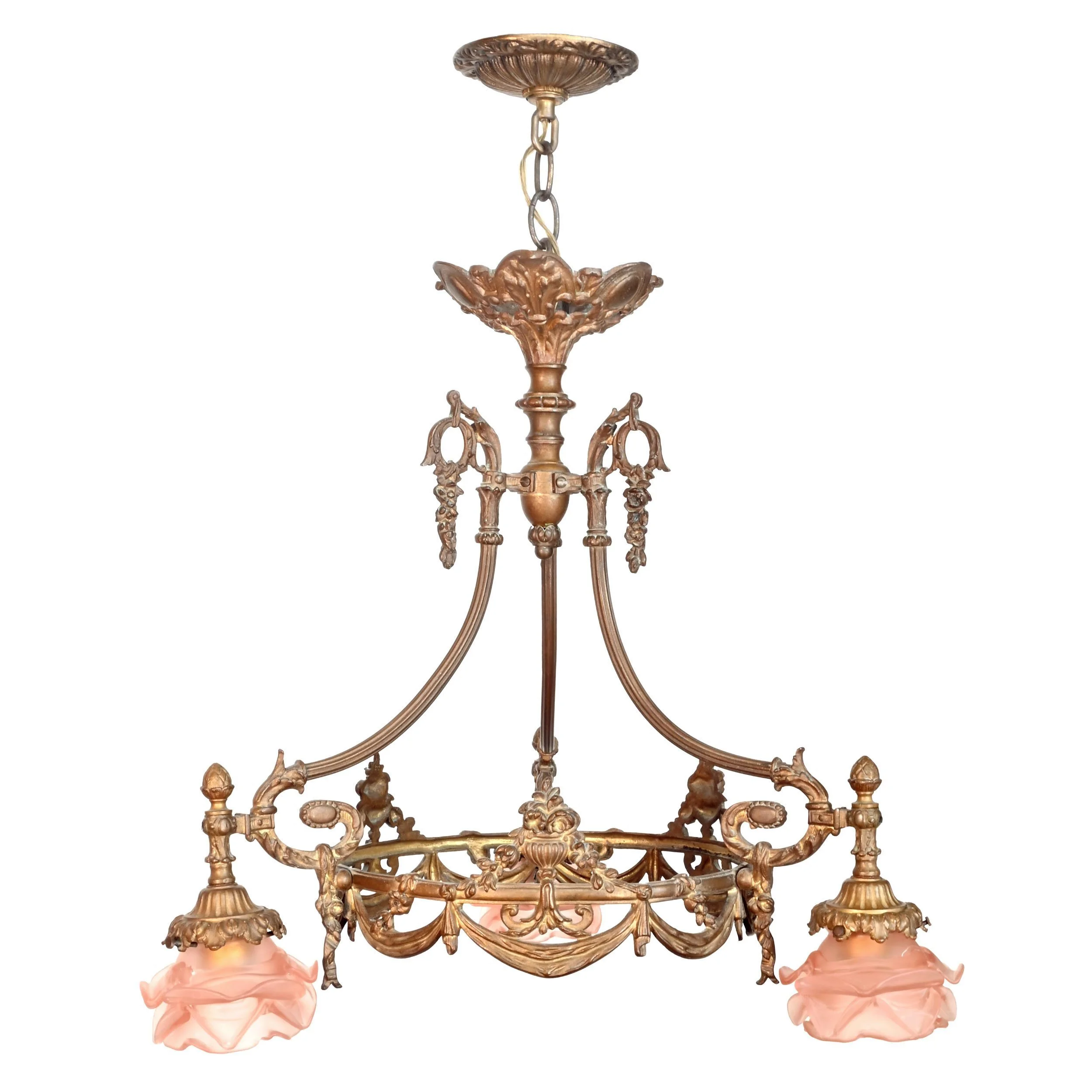 63114+brass+three+light+chandelier+with+pink+petal+shades+and+garland+detail+1.jpg