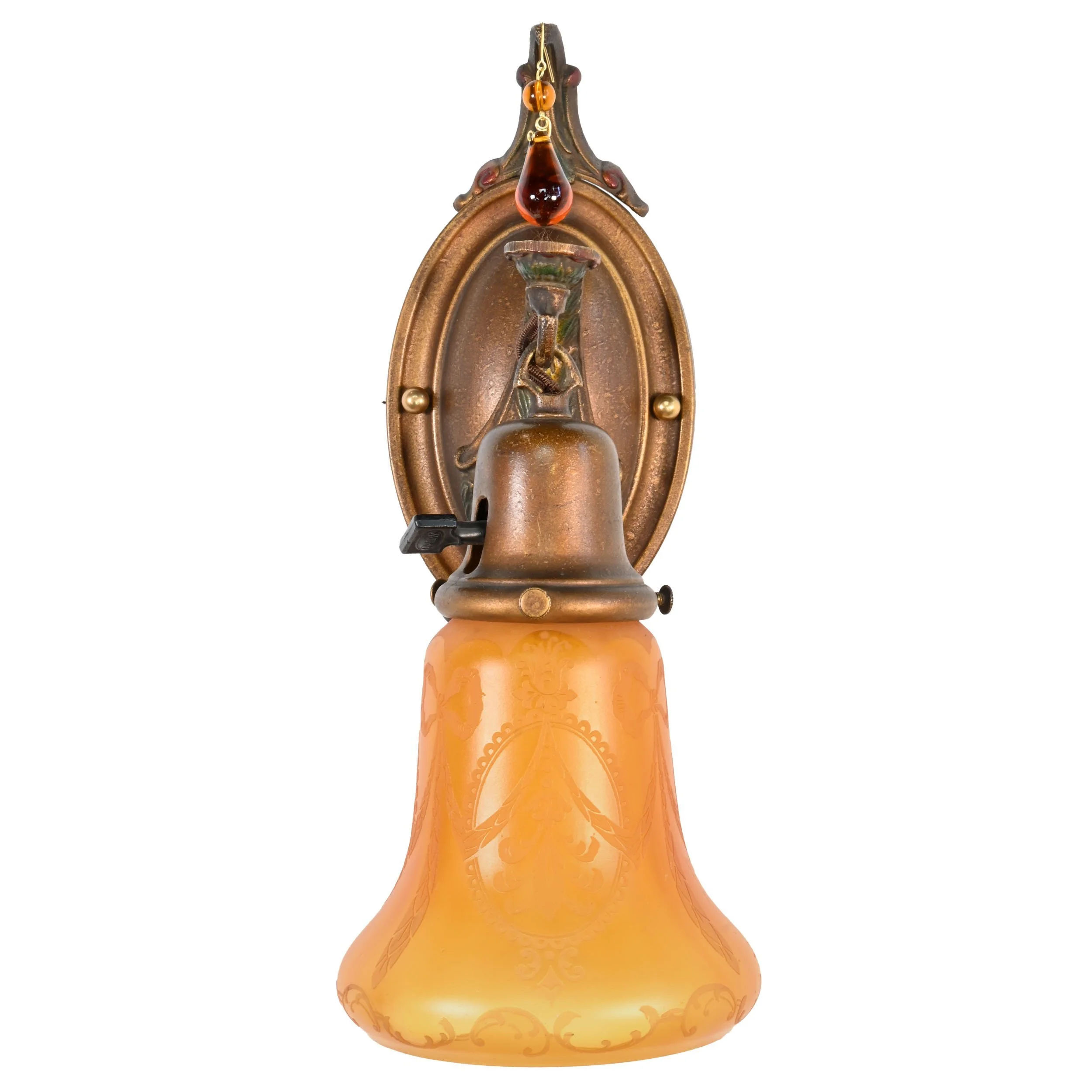 24037+brass+polychrome+sconce+pair+with+etched+amber+shades+1.jpg