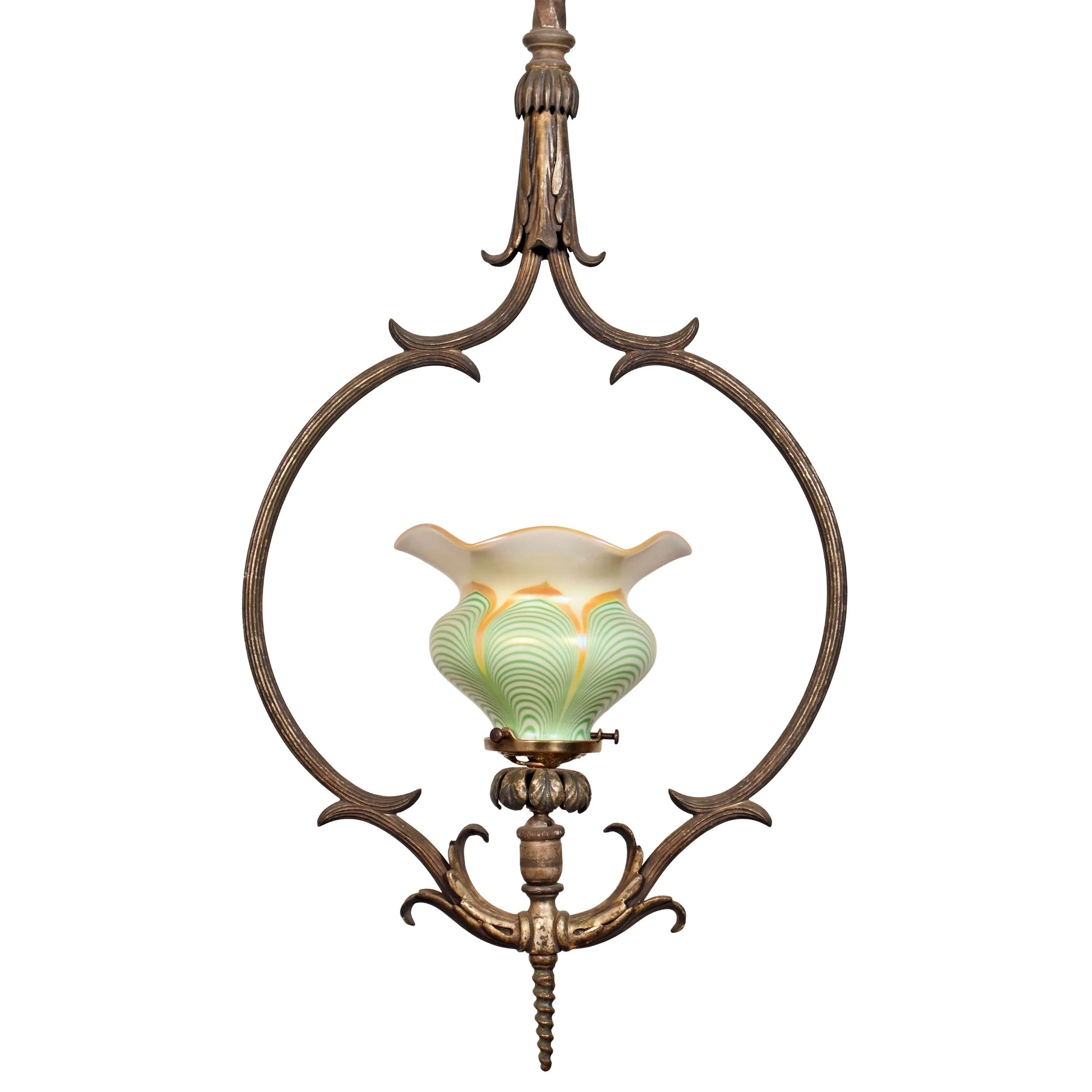 62063+early+pendant+with+steuben+dragged+loop+art+glass+shade+1.jpg