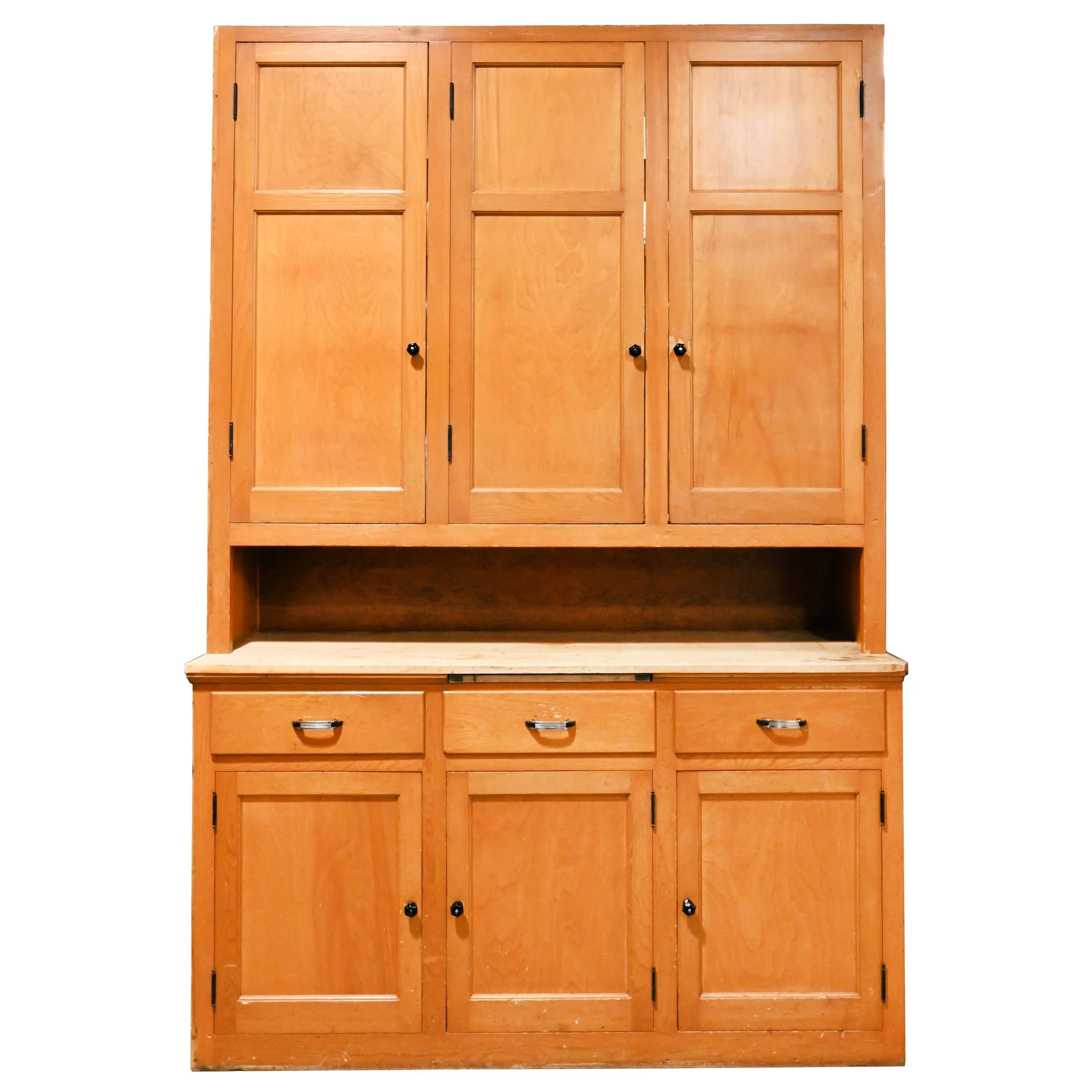 63154+small+maple+kitchen+cabinet+unit+with+black+glass+and+deco+hardware+1.jpg