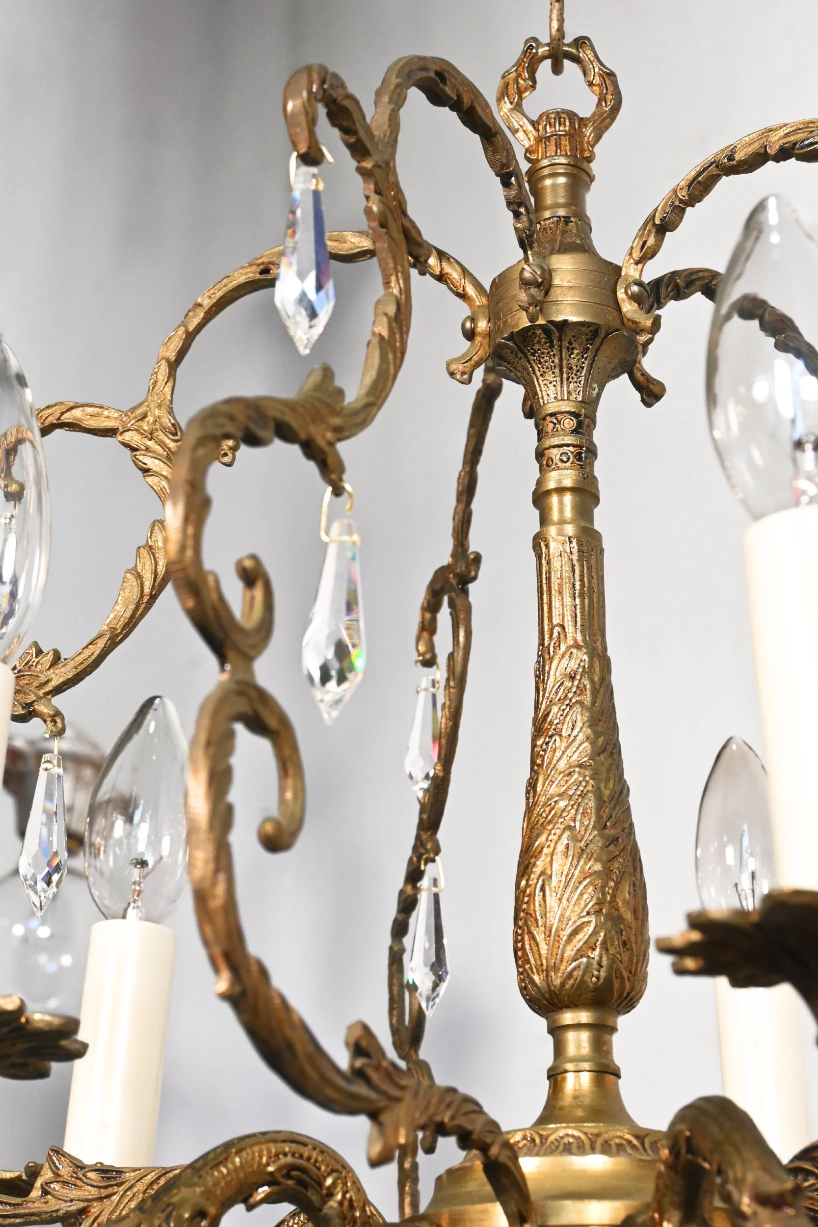 24219+medium+spanish+brass+five+candle+chandelier+with+prisms+3.jpg