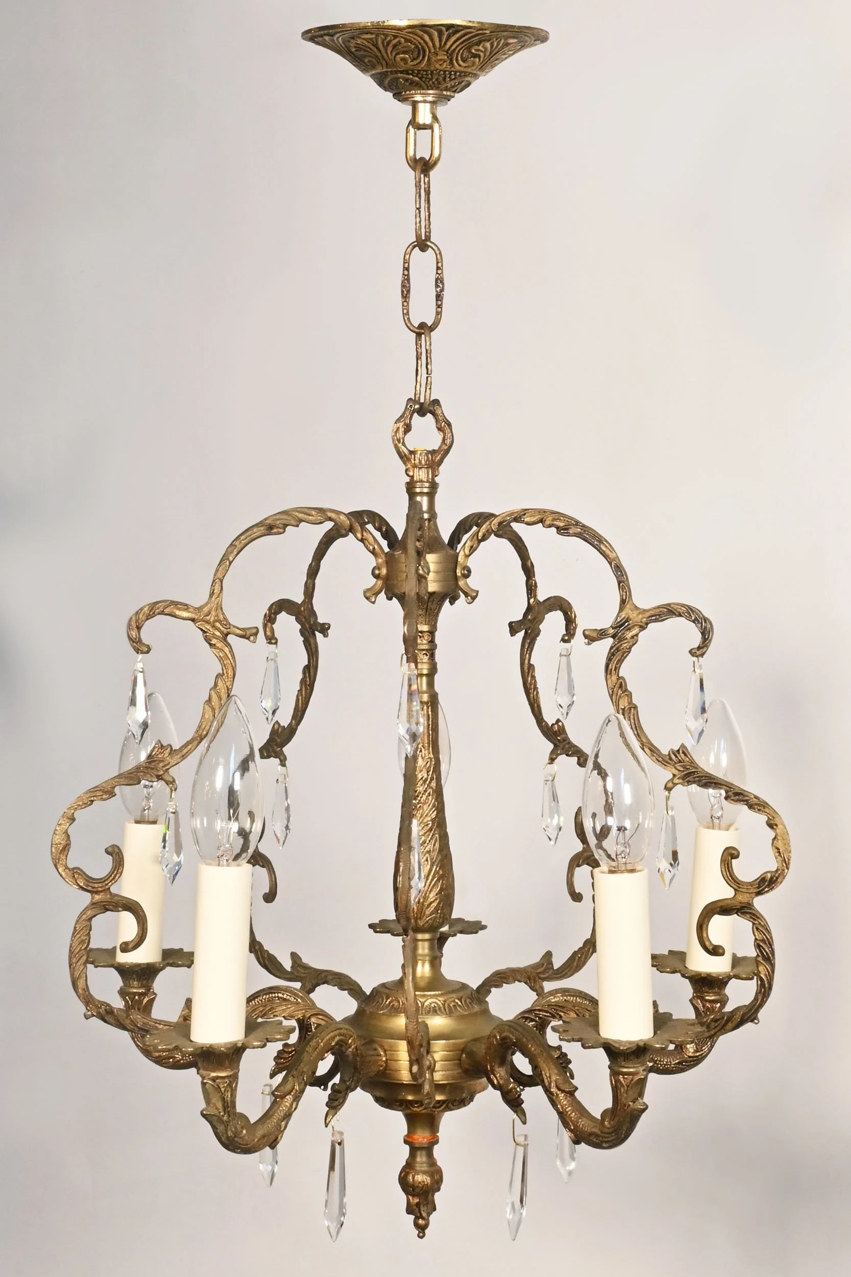24219+medium+spanish+brass+five+candle+chandelier+with+prisms+5.jpg
