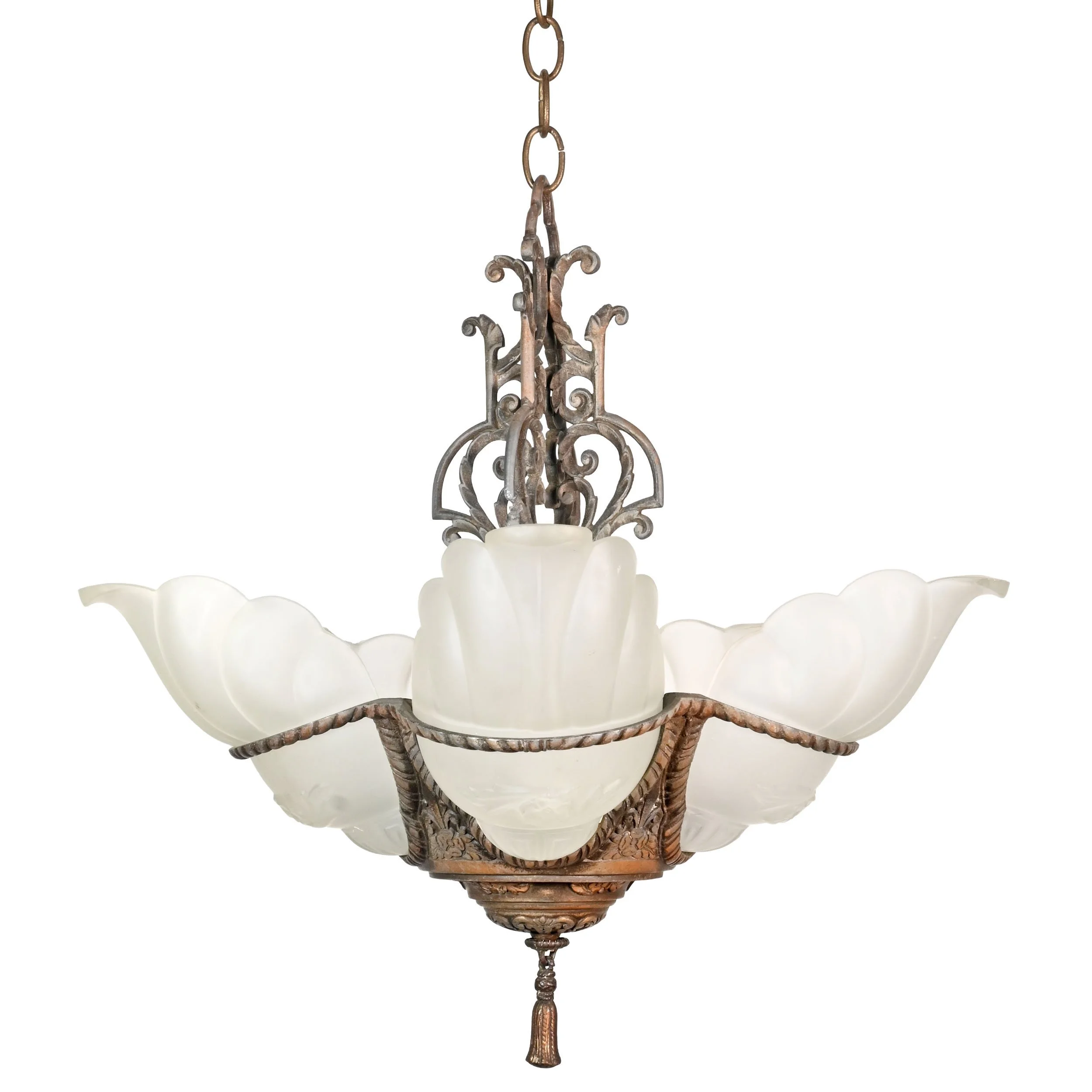 24284+cast+aluminum+art+deco+five+light+frosted+slip+shade+chandelier+1.jpg