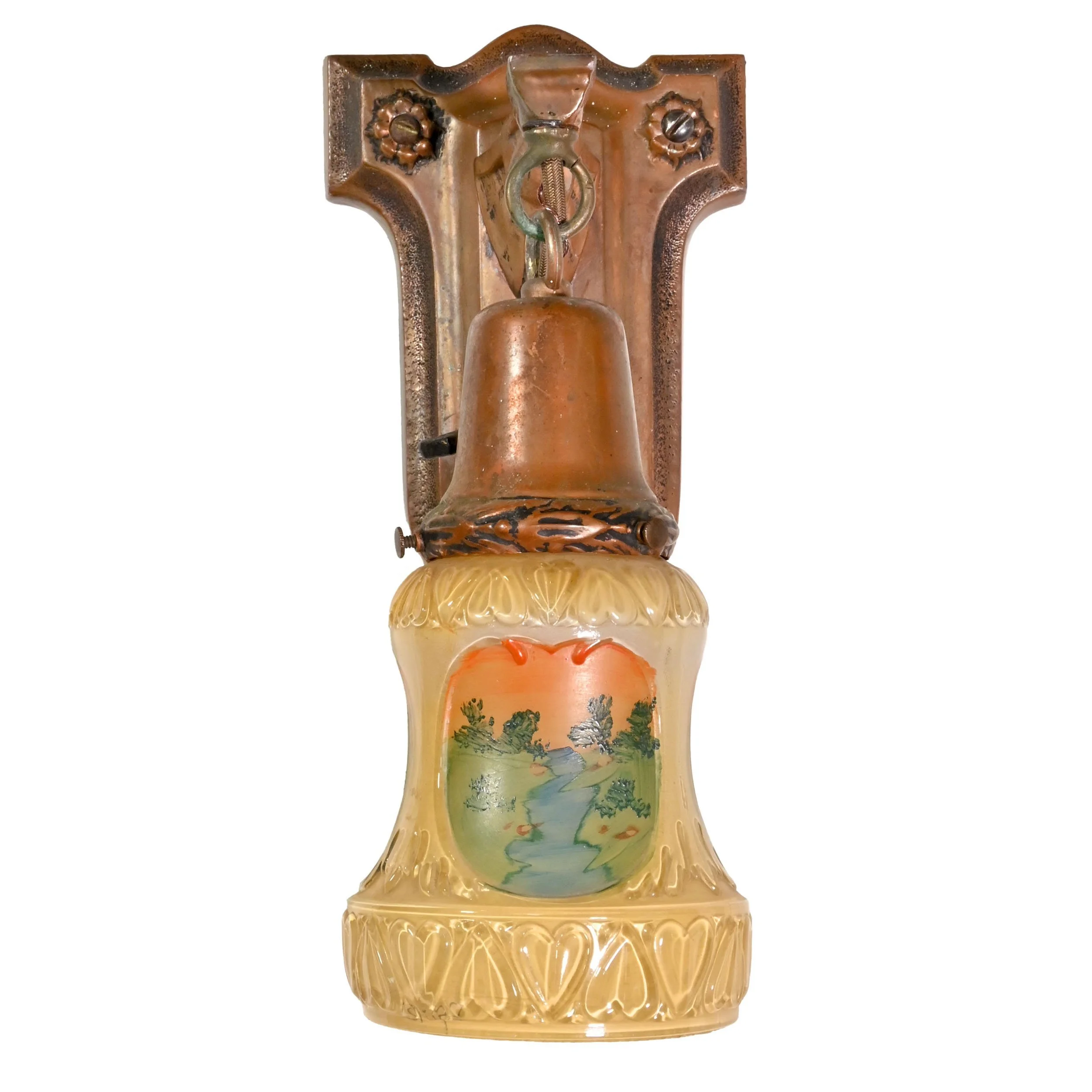 24514+pair+of+copper+plated+lead+sconces+with+hand+painted+landscape+glass+shades+1.jpg