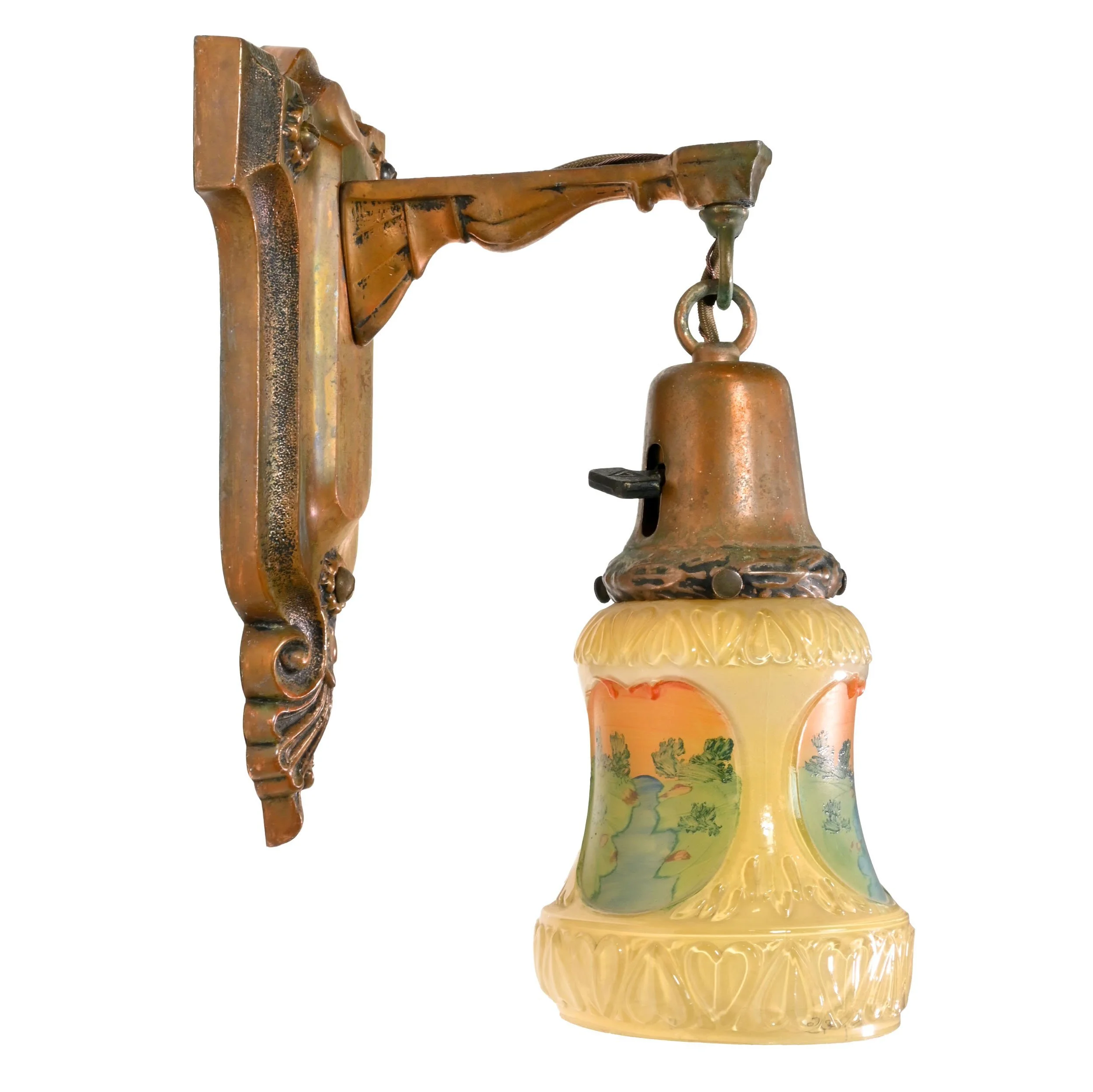 24514+pair+of+copper+plated+lead+sconces+with+hand+painted+landscape+glass+shades+3.jpg
