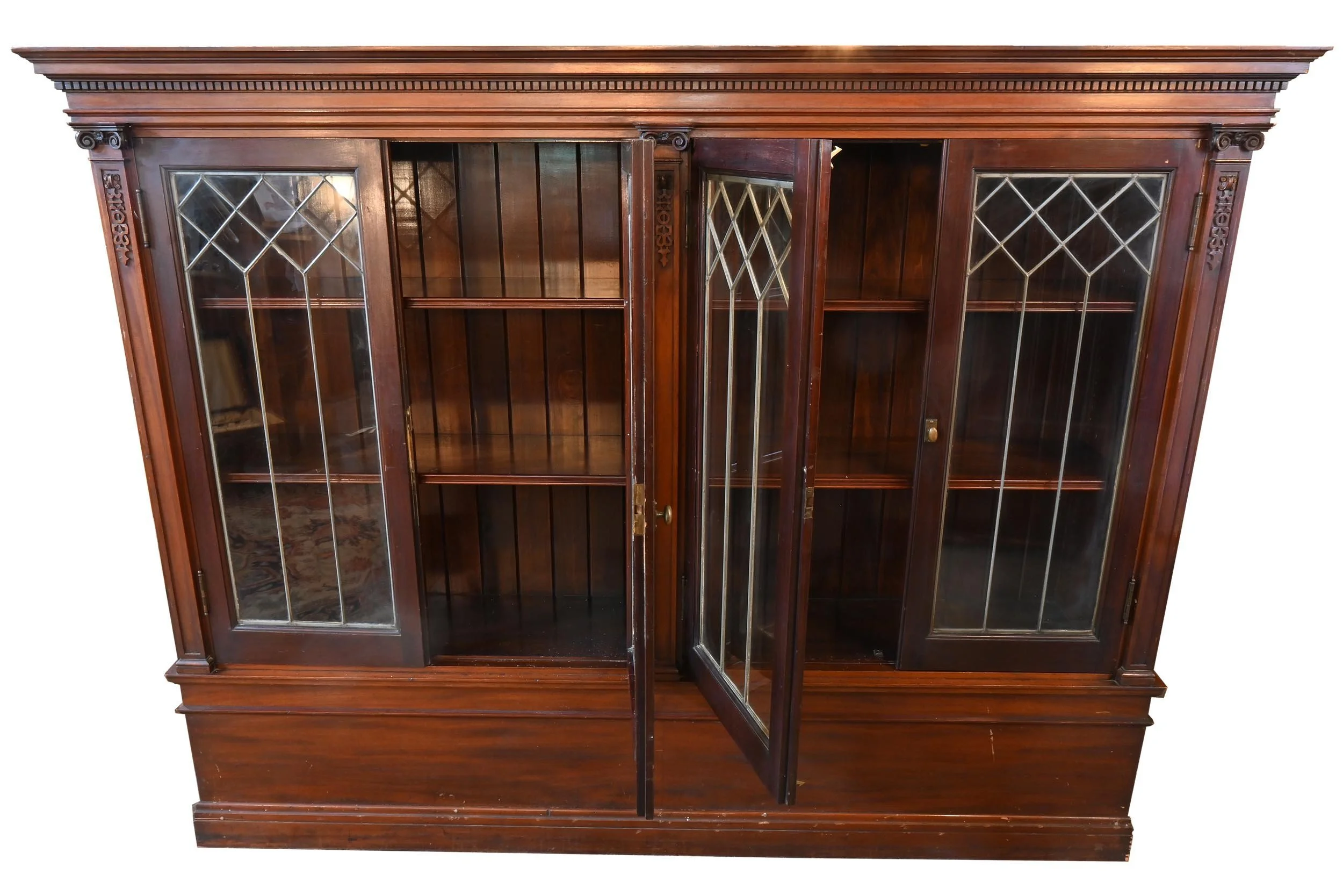 24545B+leaded+glass+4+door+mahogany+bookcase+1.jpg