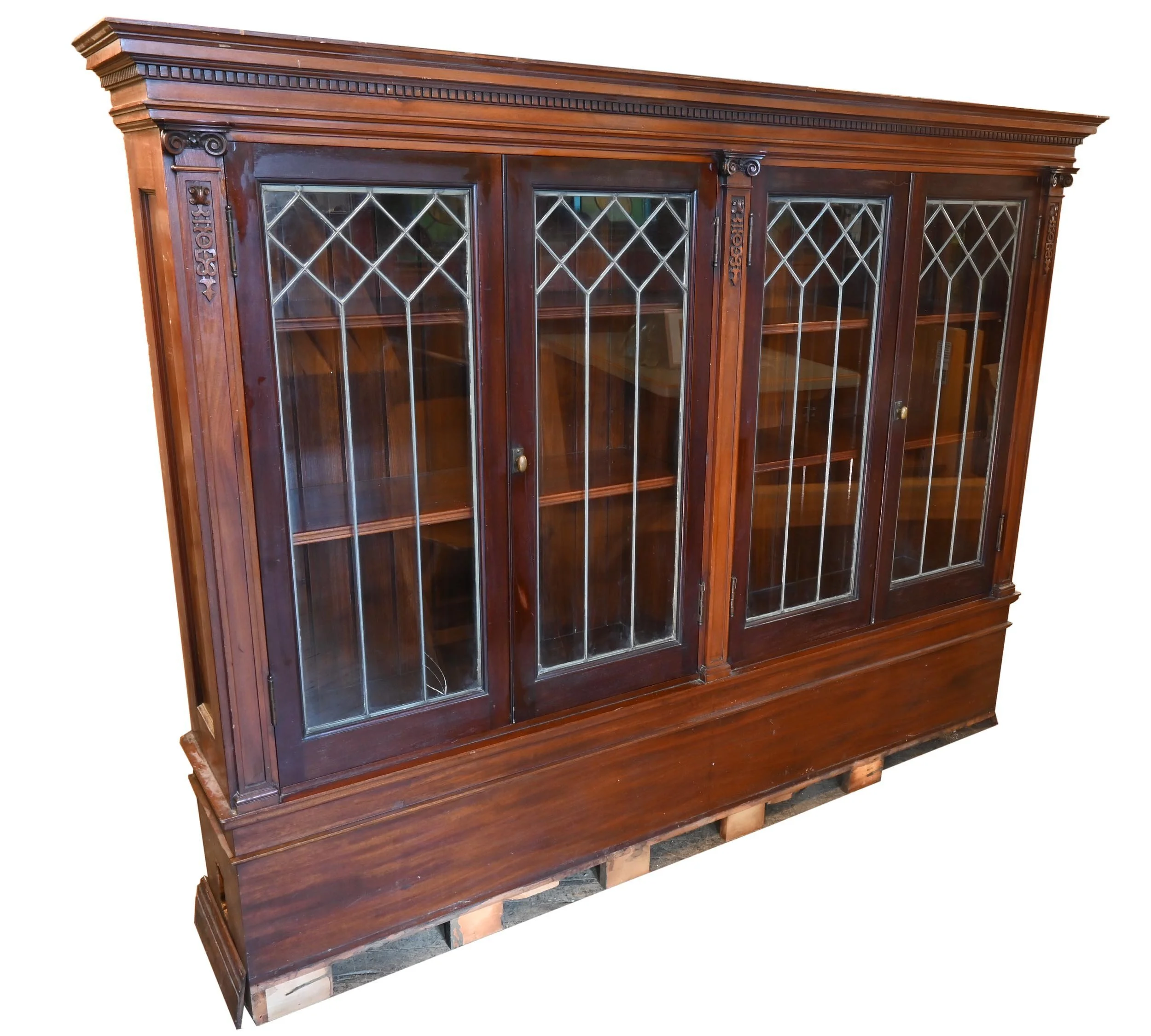 24545+leaded+glass+4+door+mahogany+bookcase+1.jpg
