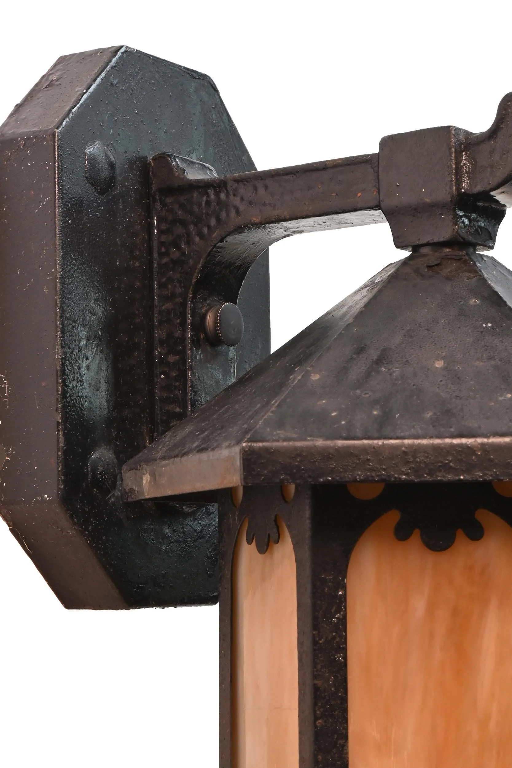 24363+black+iron+exterior+sconce+pair+golg+slag+glass+2.jpg