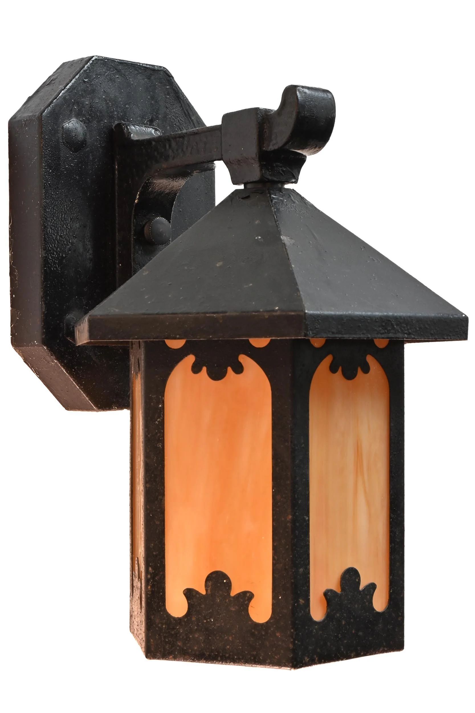 24363+black+iron+exterior+sconce+pair+golg+slag+glass+3.jpg
