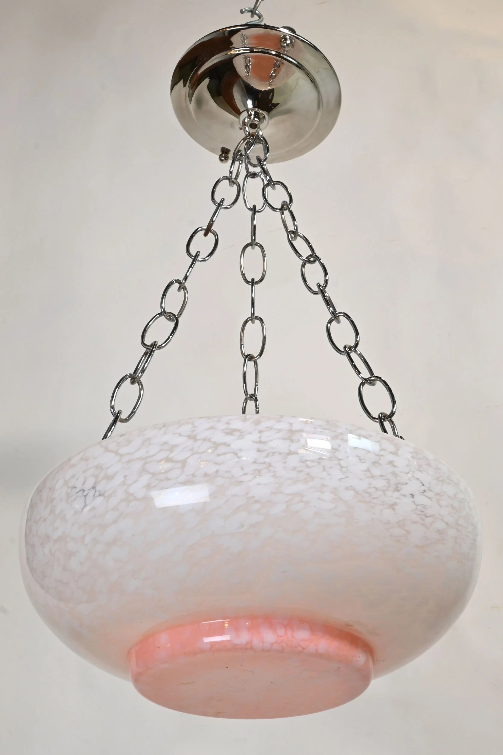 24751+pink+mcm+bowl+shade+on+chrome+three+chain+fixture+2.jpg