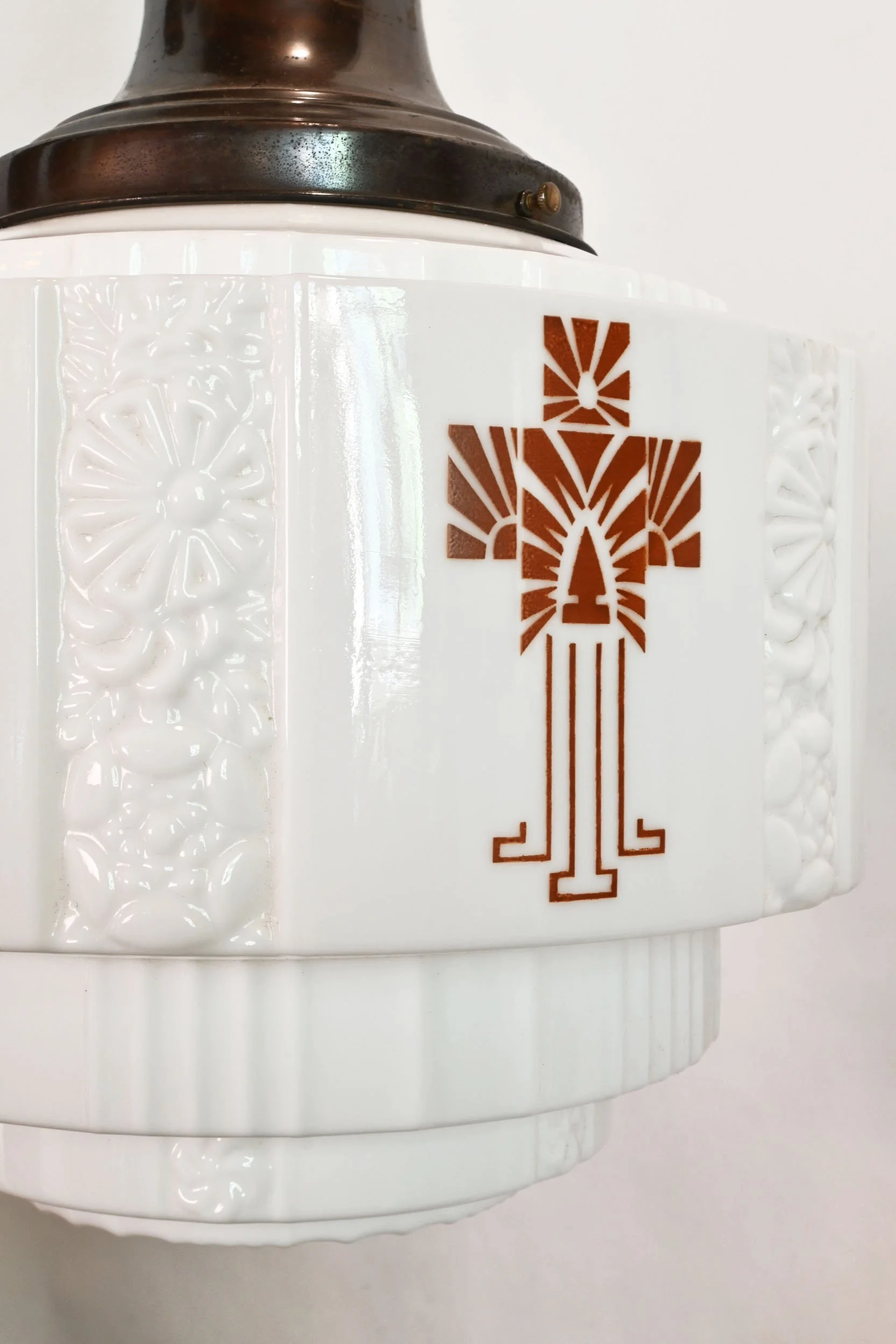 24401+short+deco+skyscraper+shade+with+brown+stencil++on+antique+brass+pendant+3.jpg