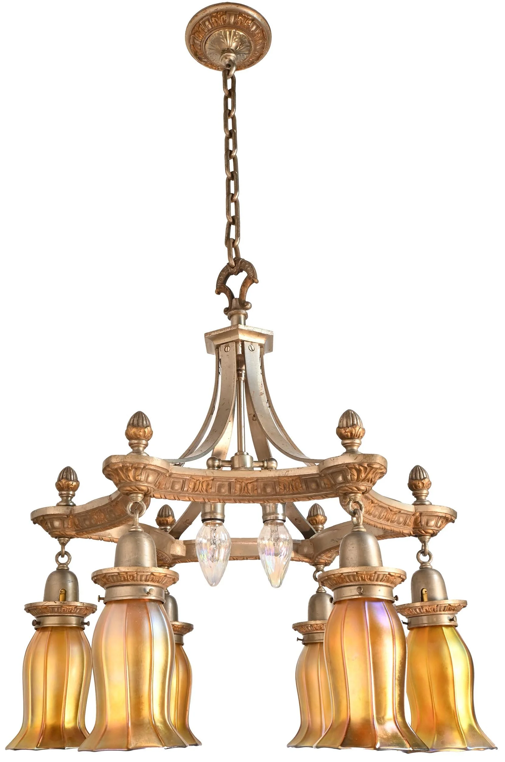 24879+silver+6+shade+chandelier+with+quezal+shades+2.jpg