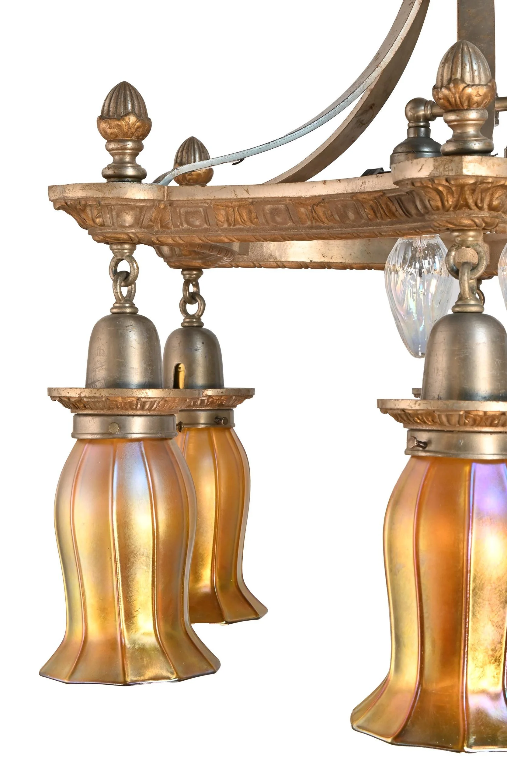 24879+silver+6+shade+chandelier+with+quezal+shades+5.jpg
