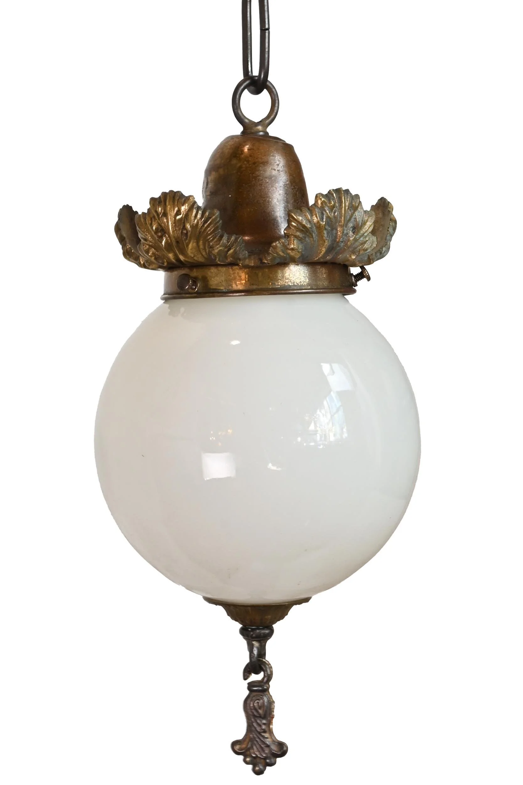 24976+petite+bronze+acanthus+leaf+pendant+with+milk+glass+globe+1.jpg