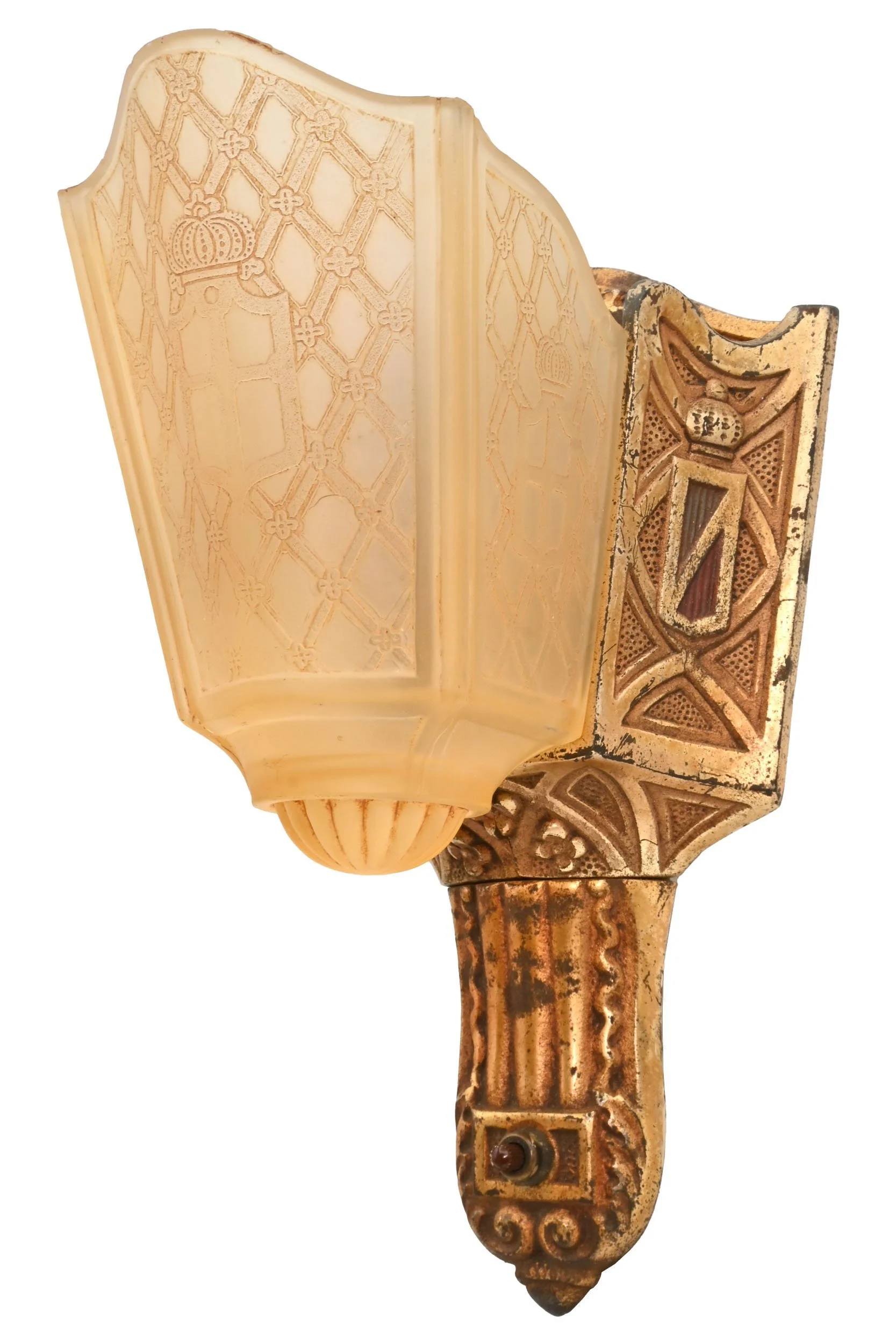26009+moe+bridges+cast+iron+tudor+slip+shade+sconce+pair+1.jpg